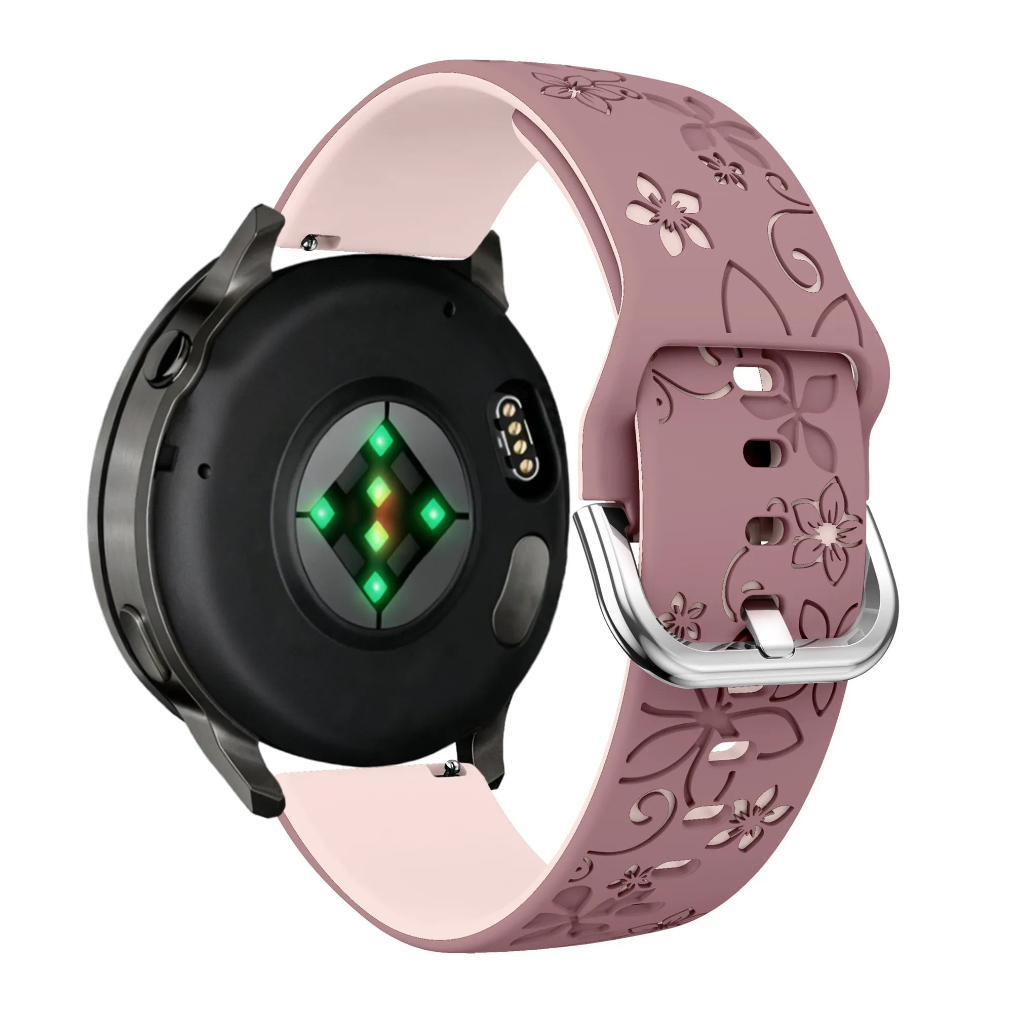 Bandz Garmin Vivoactive 3 Silicone Strap 'Flowers' (Smoke Purple/Light Pink)