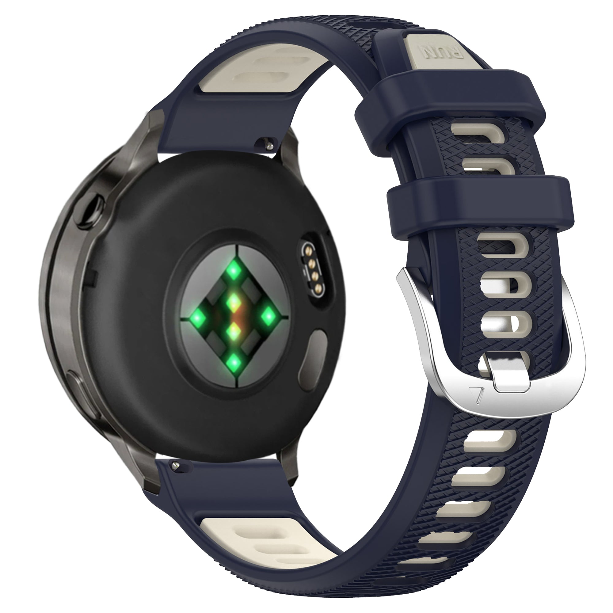 Bandz Bracelet sport avec boucle Garmin Vivoactive 4s (bleu foncé/beige)