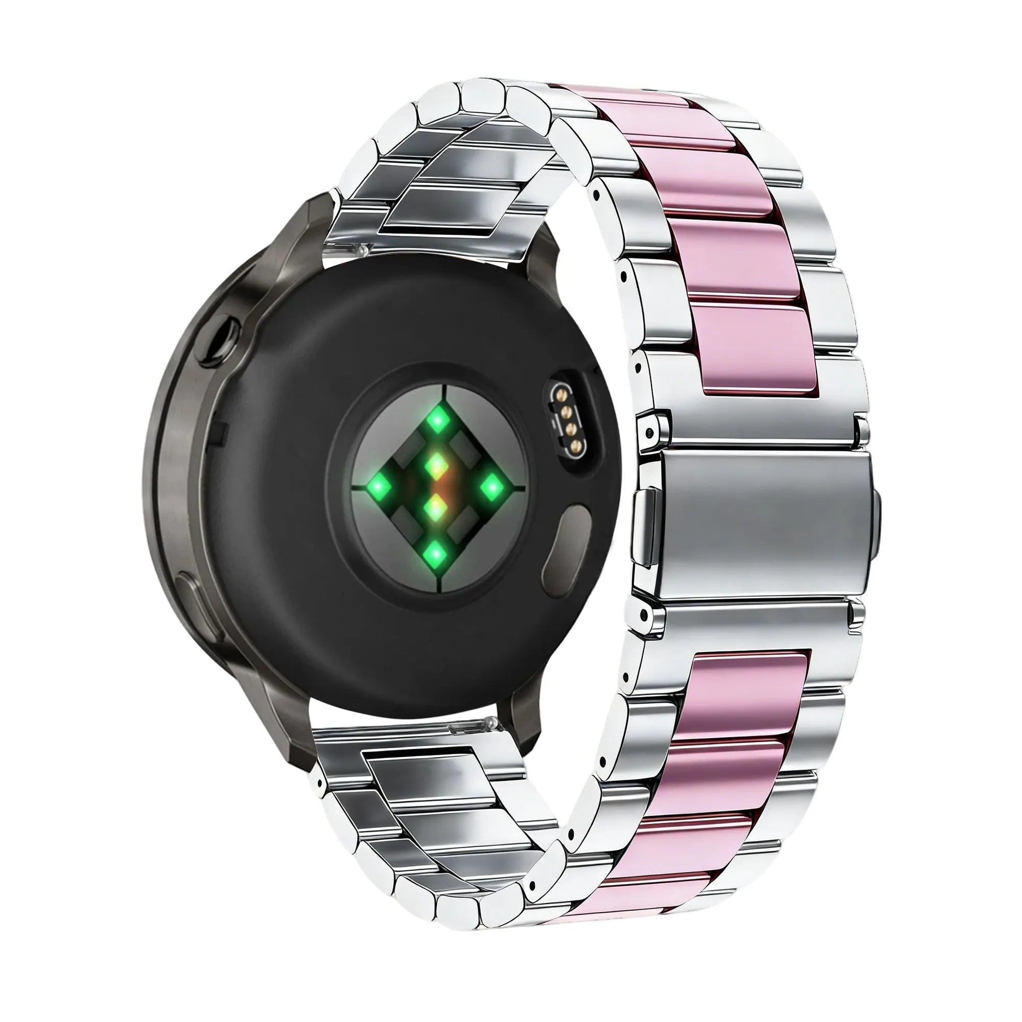 Bandz Garmin Venu SQ Steel Strap 'Classic' (Silver/Pink)