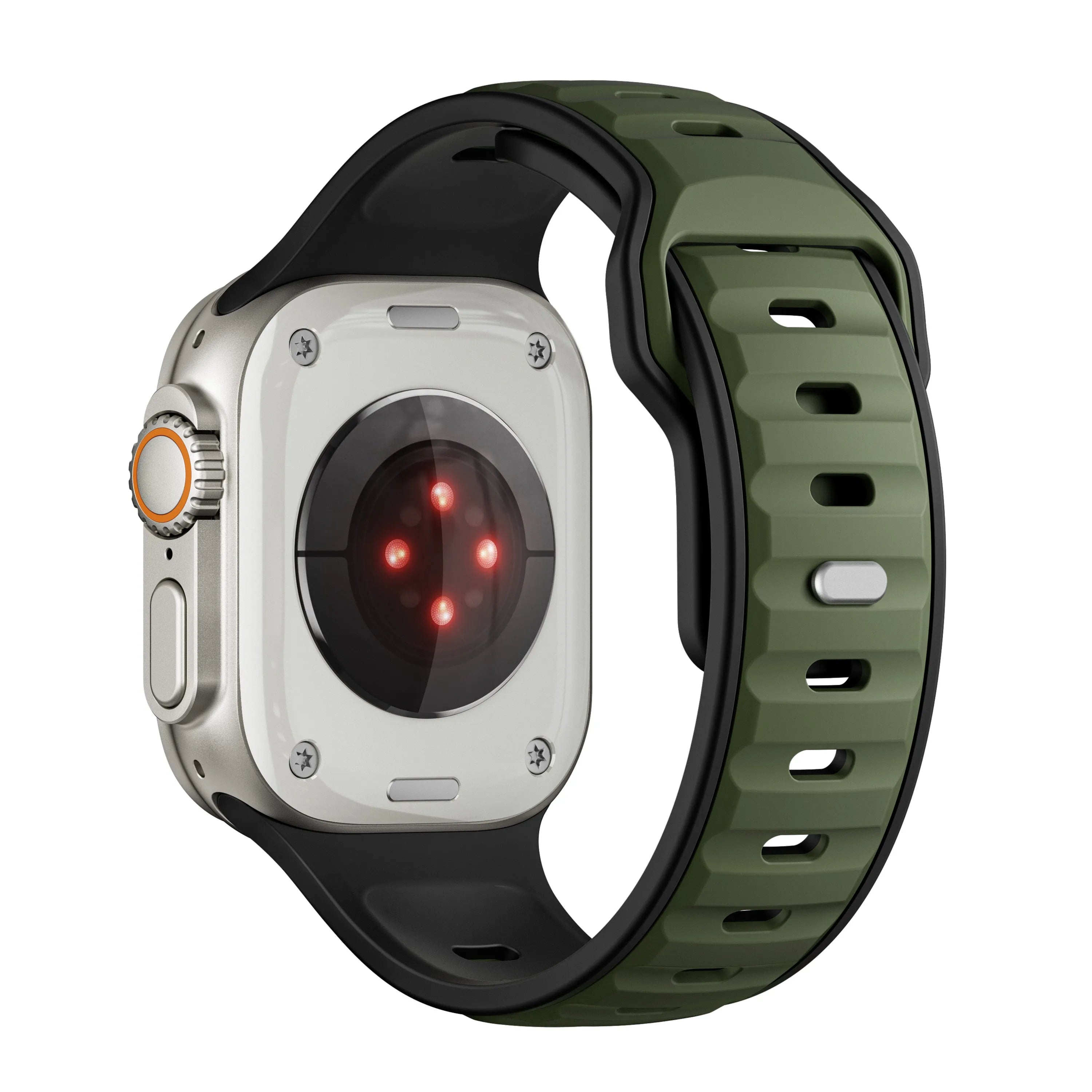 Bracelet silicone outdoor pour Apple Watch (vert armée/noir)