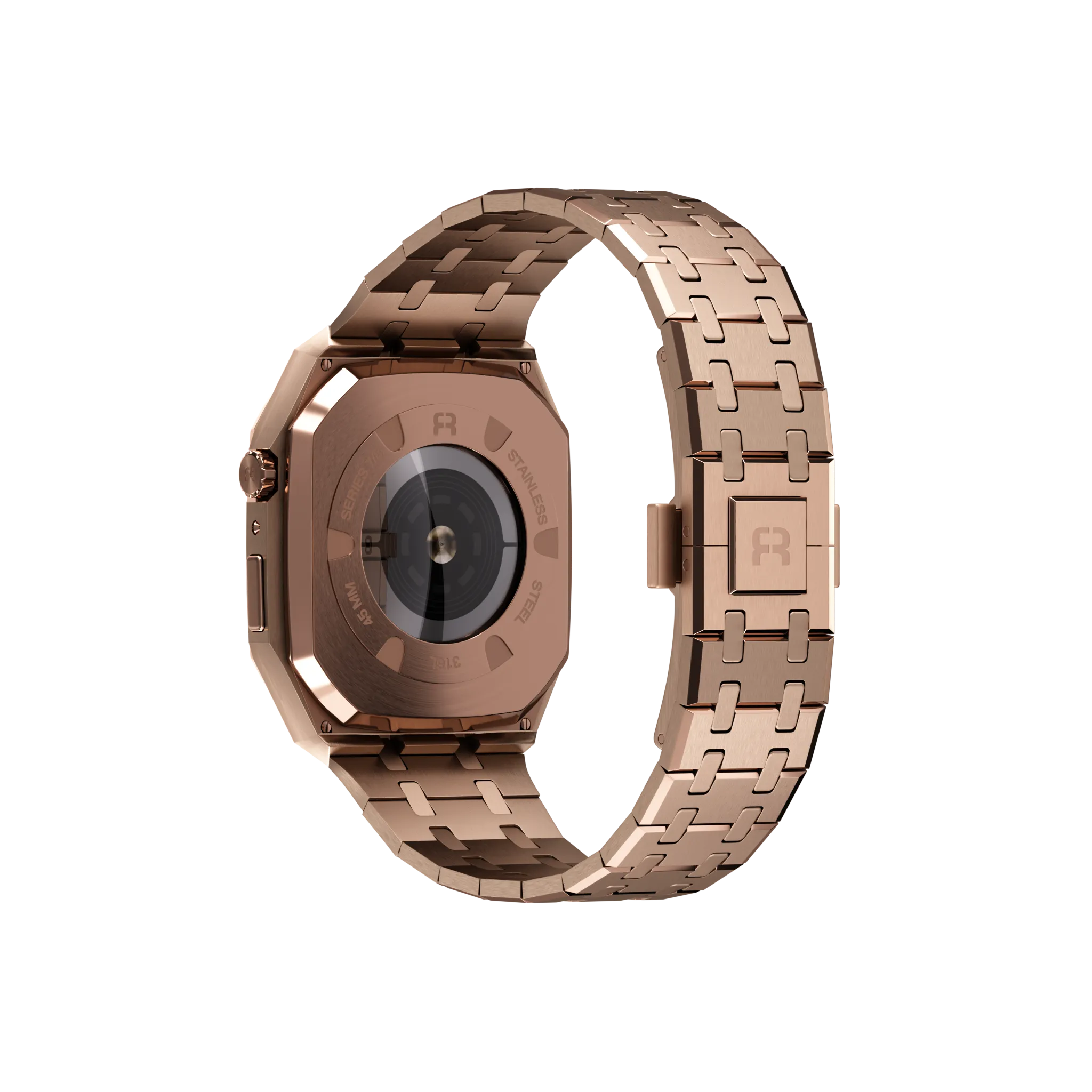 Reqior Boîtier avec bracelet en acier Apple Watch 45mm (rose or)