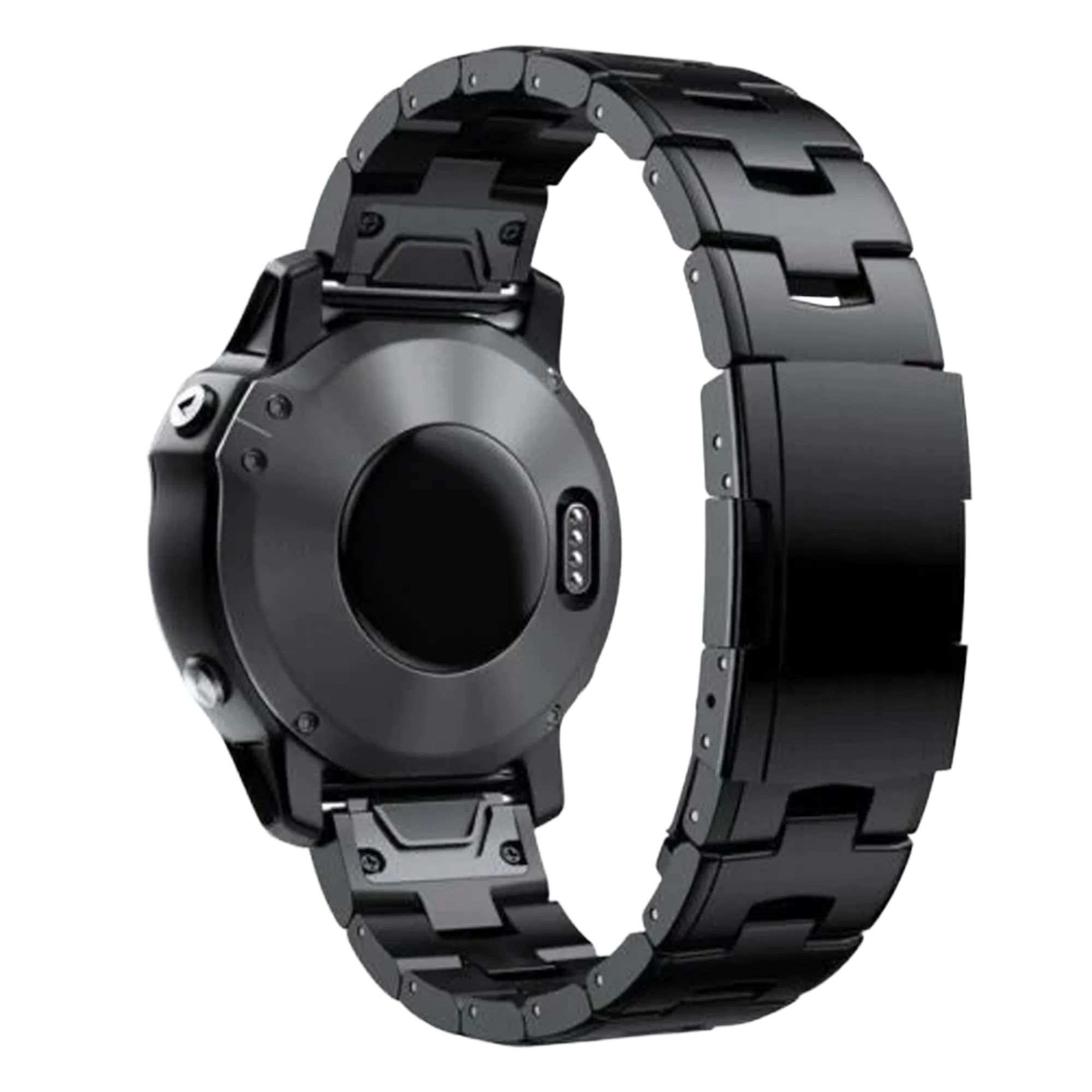 Titanium Strap, black, on a watch, 3/4 rear view