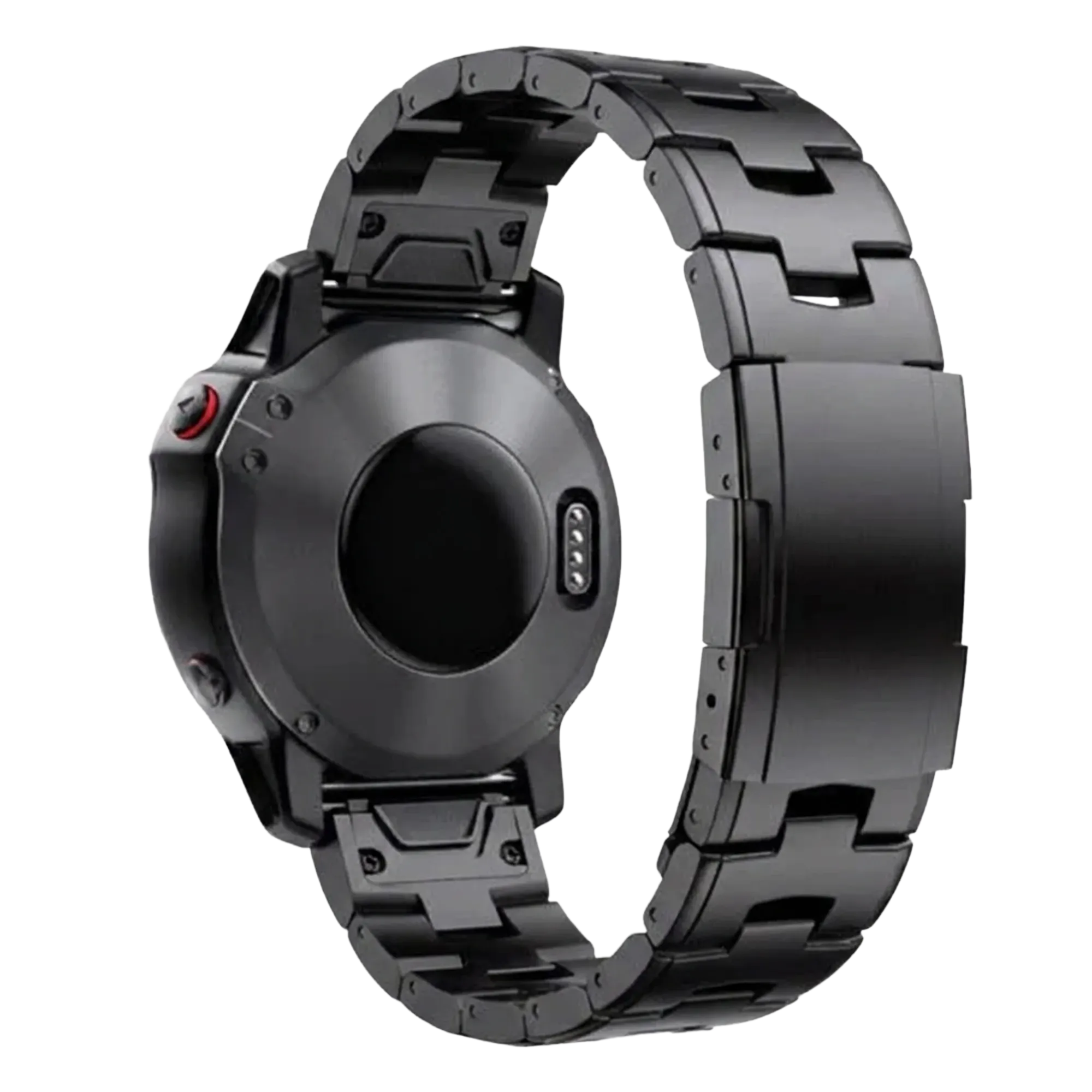 Titanium Strap, graphite, on a watch, 3/4 rear view