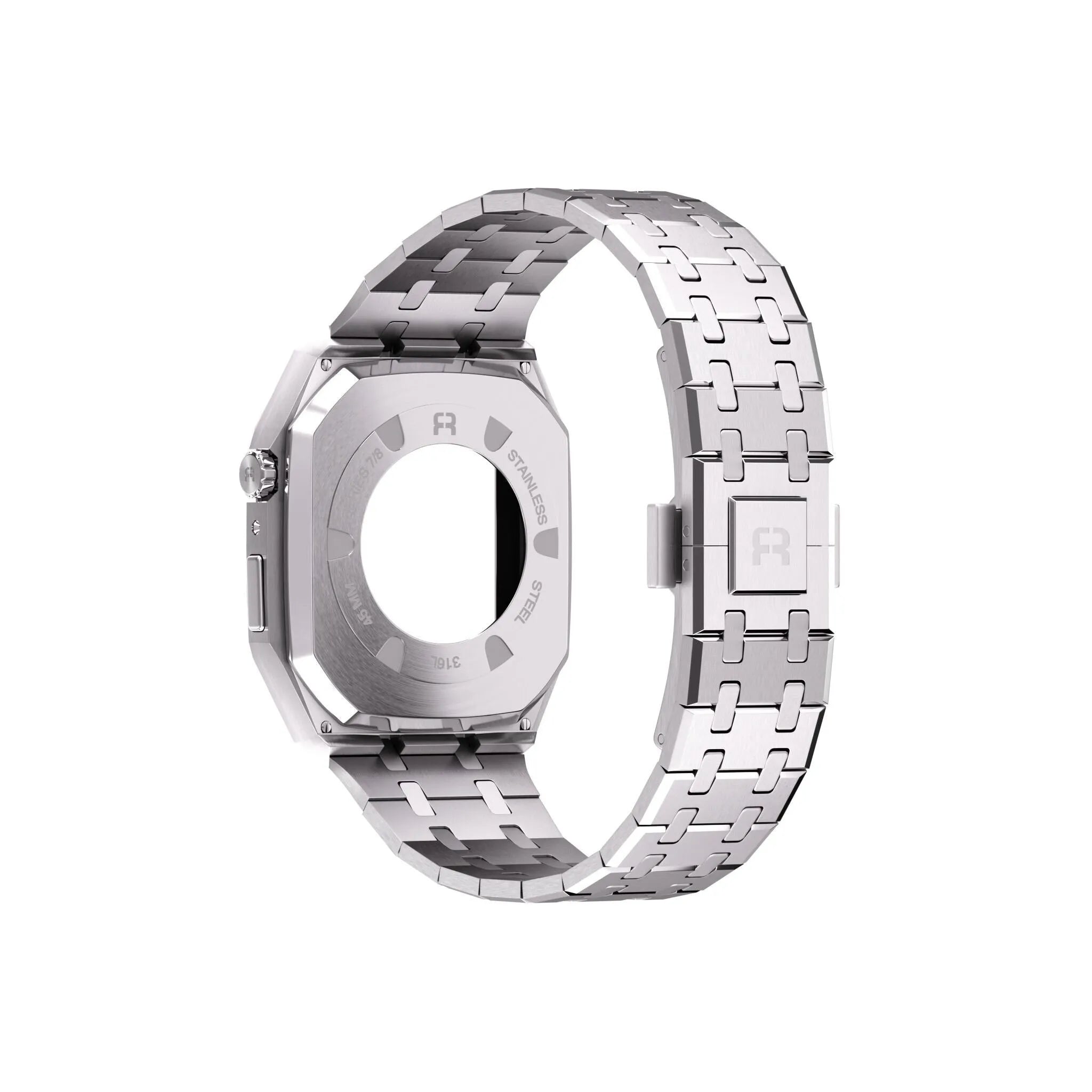 Reqior Boîtier avec bracelet en acier Apple Watch 45mm (argent)