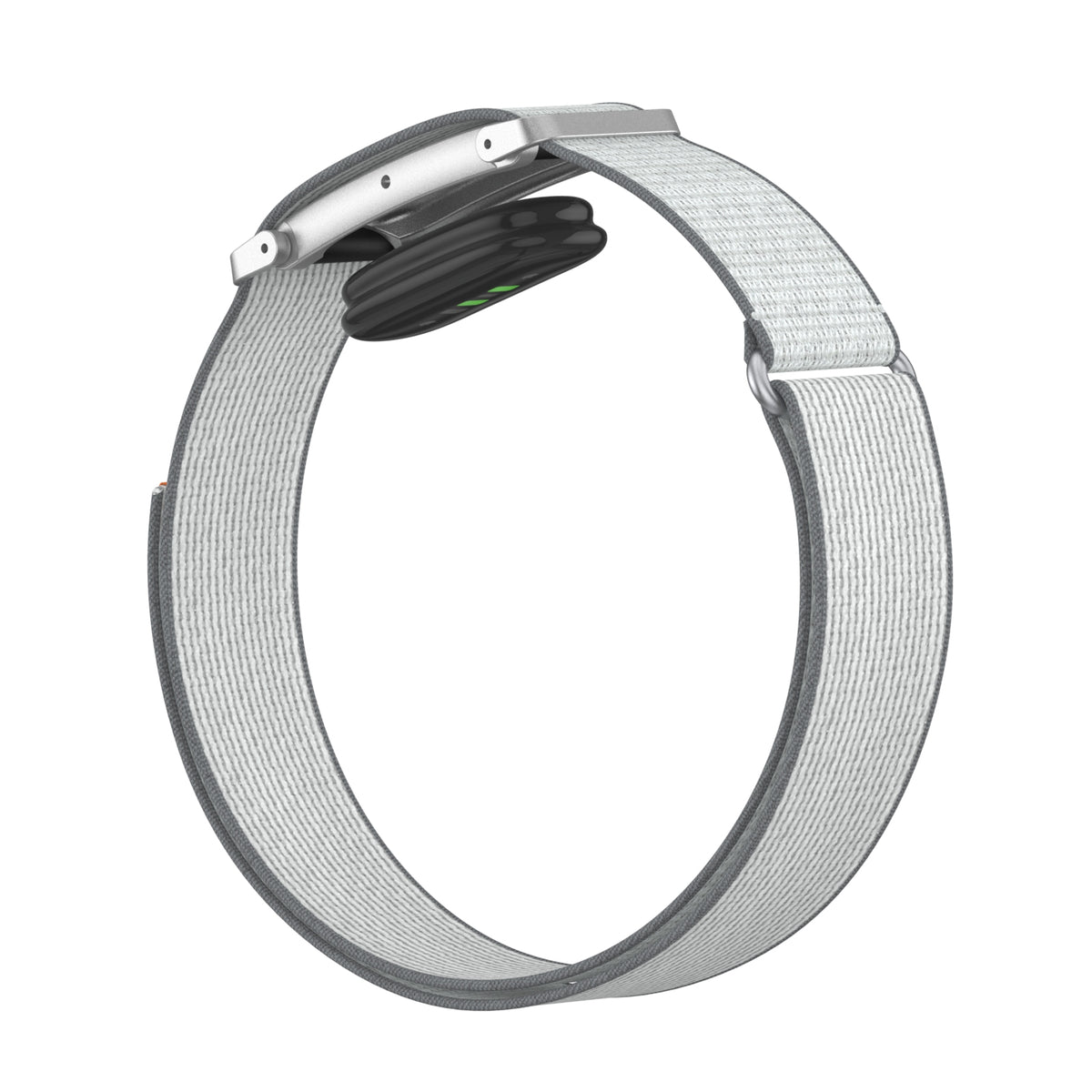 Biceps Nylon Bracelet, grey/white, on a watch, 3/4 rear view