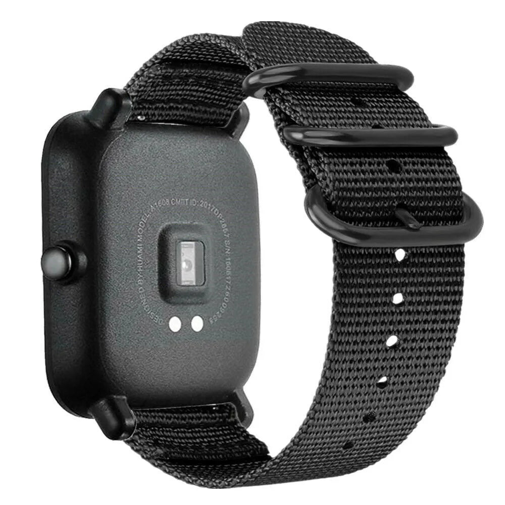 Nylon Buckle Strap, black, on a watch, 3/4 rear view