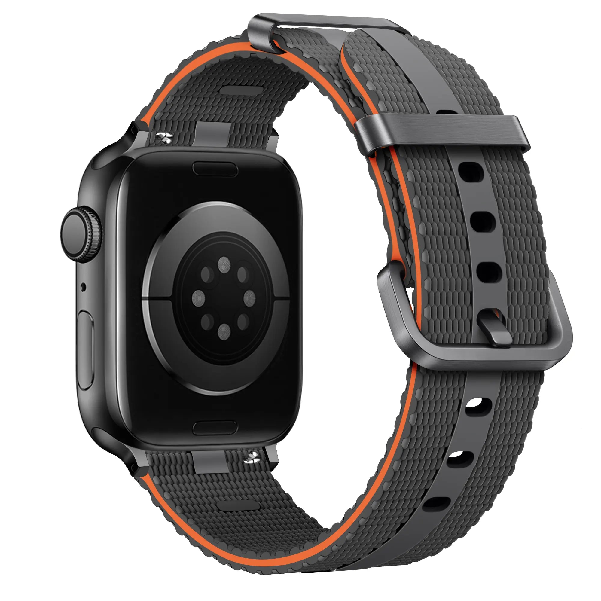 Bracelet active silicone Apple Watch (gris foncé/orange)