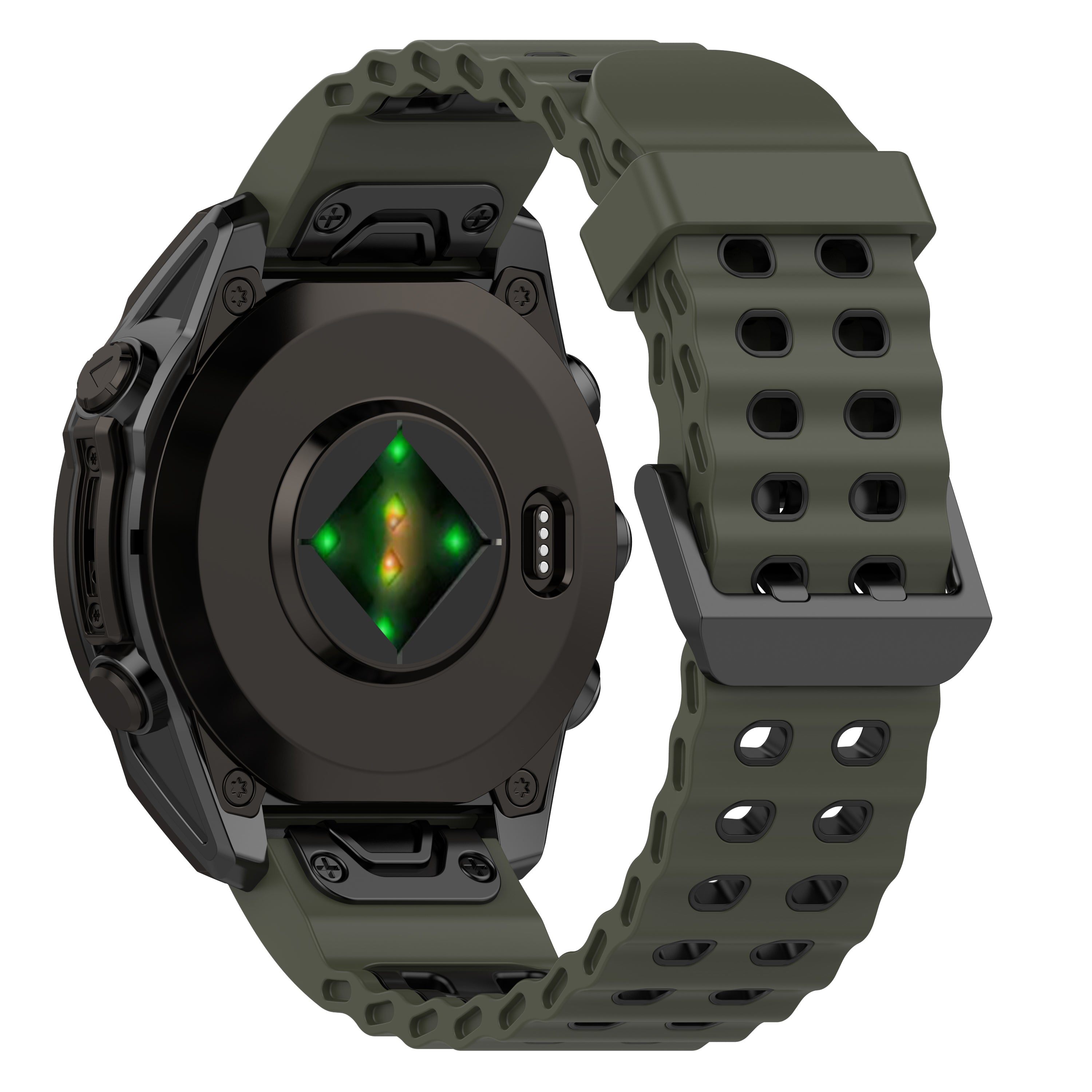Bracelet sport ondulé Garmin Descent Mk1 (vert/noir)