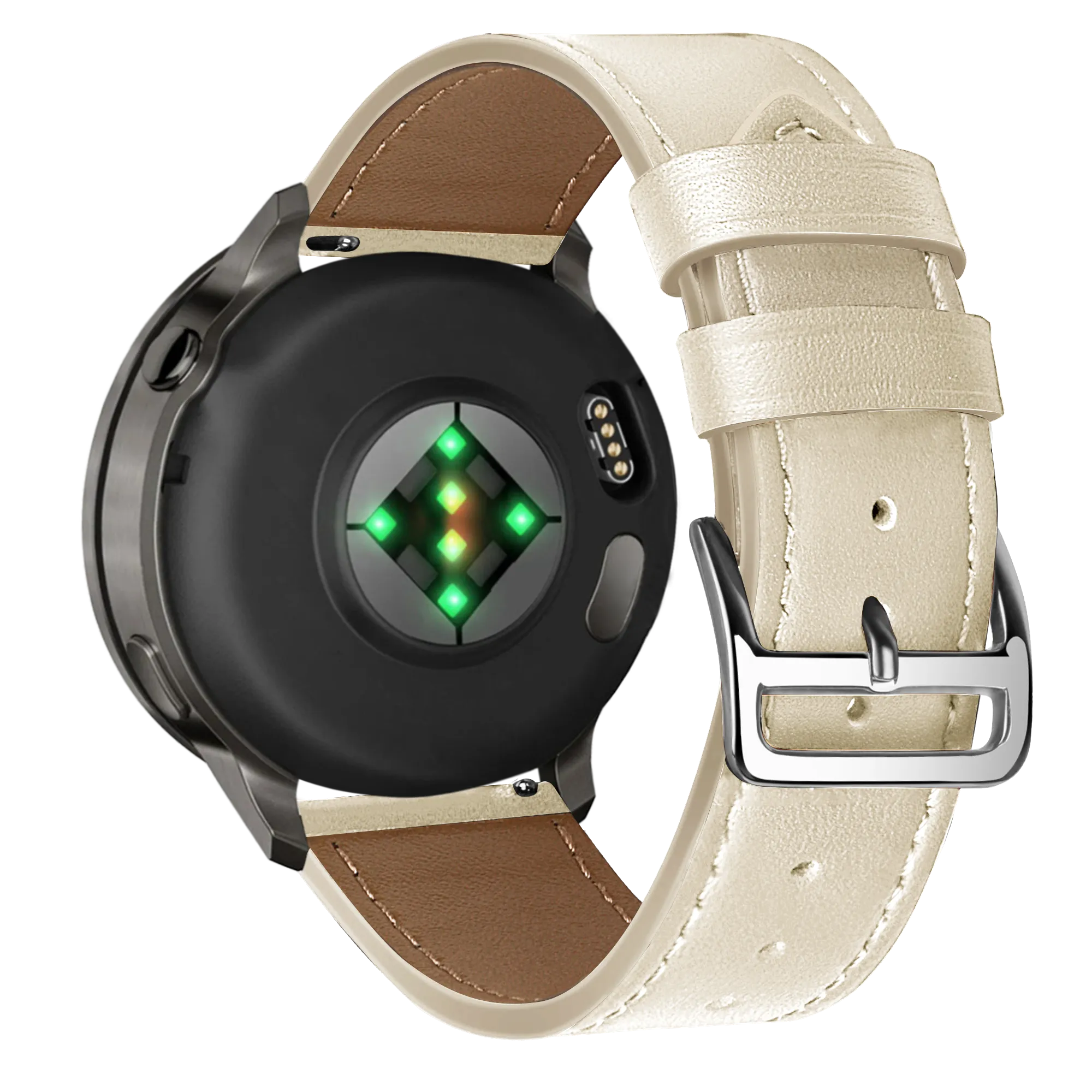 Bandz Bracelet cuir 'Deluxe' Garmin Forerunner 645 (beige)