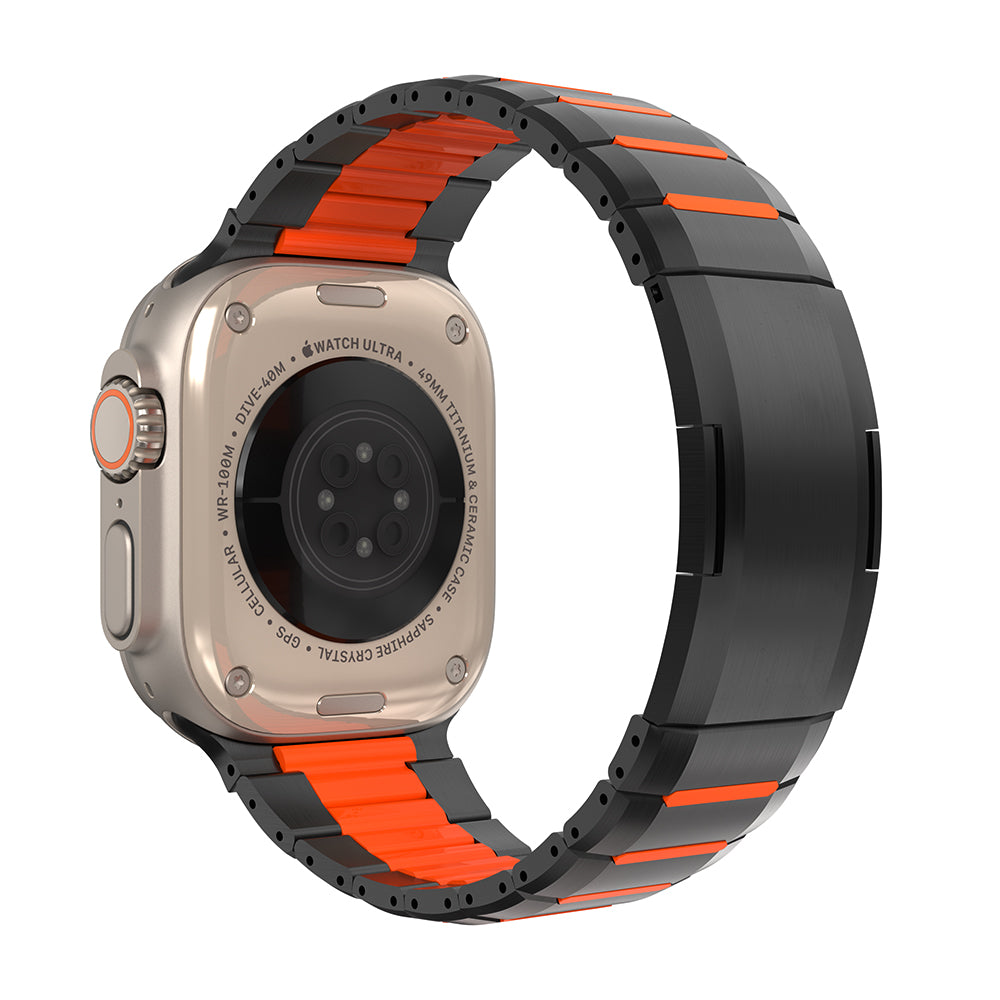 Bracelet acier hybride Apple Watch Ultra (noir/orange)