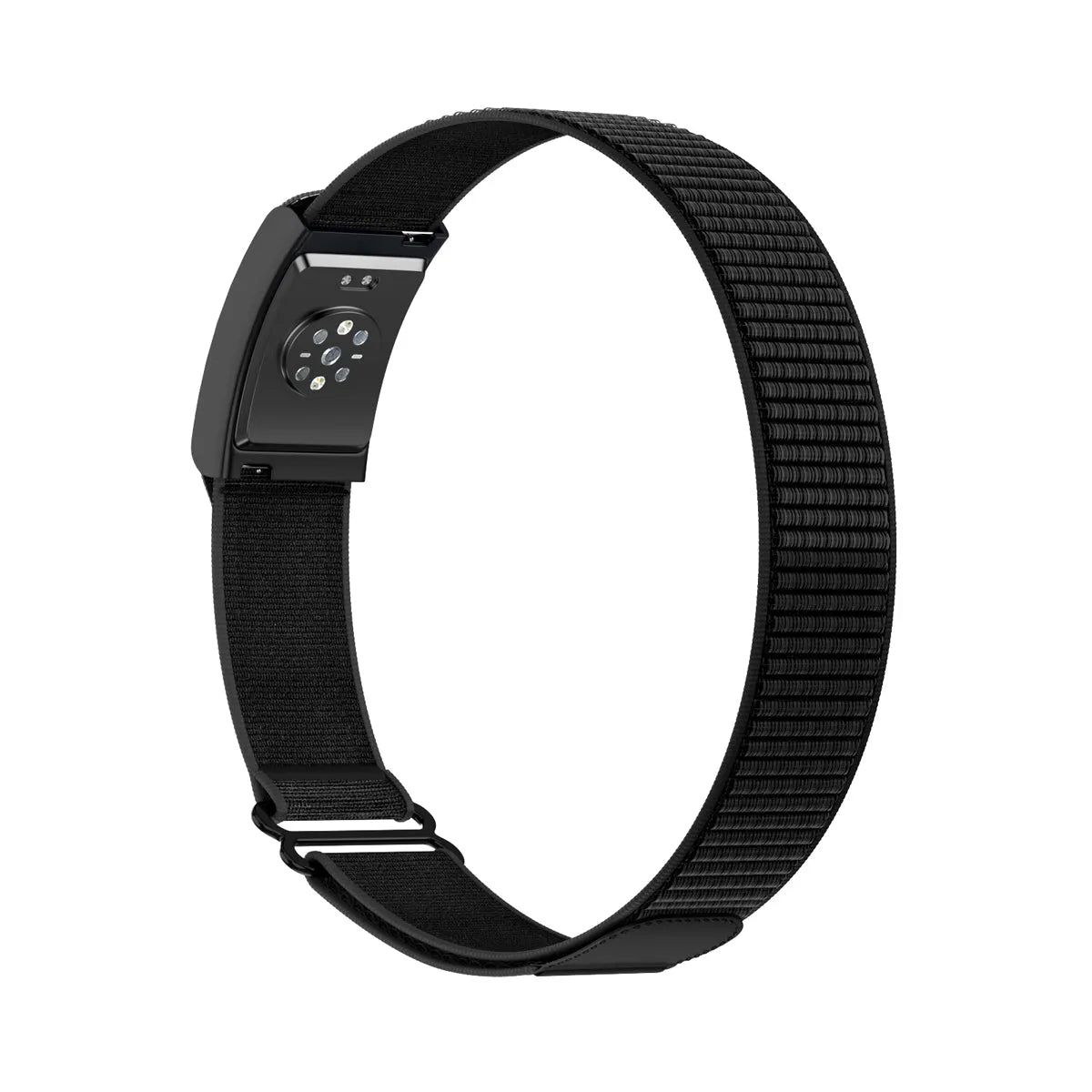 Biceps Nylon Bracelet, black, on a watch, 3/4 rear view