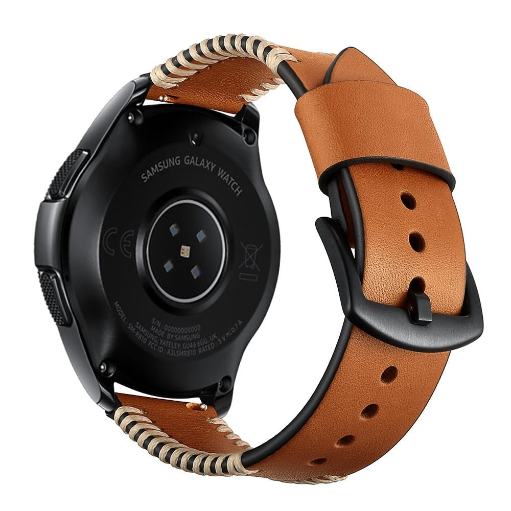 Bracelet en cuir cousu Amazfit Active 2 (brun)