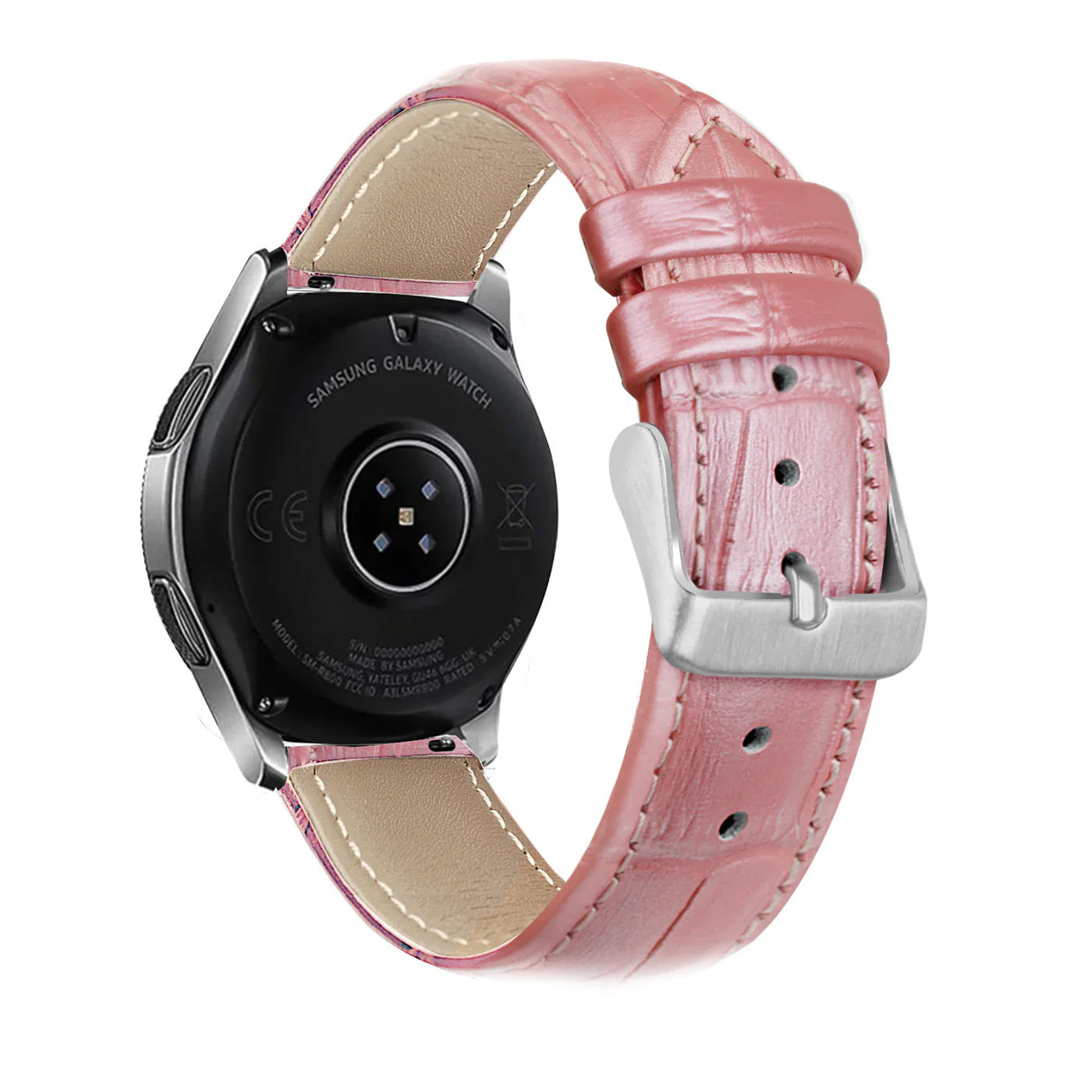 Bracelet cuir crocodile granulé Amazfit Active 2 (rose)