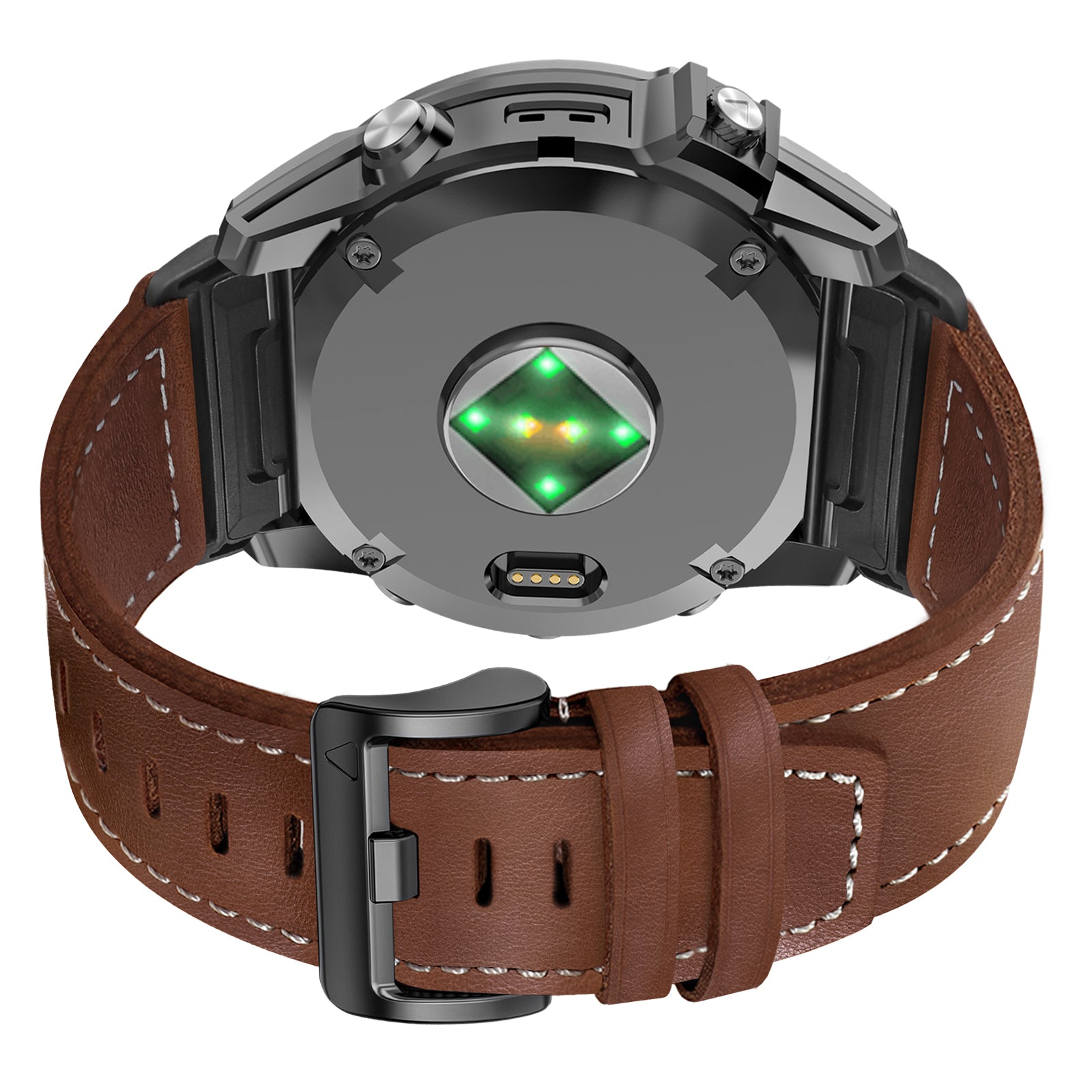 Garmin Forerunner 970 Premium Leather Strap (Dark Brown)