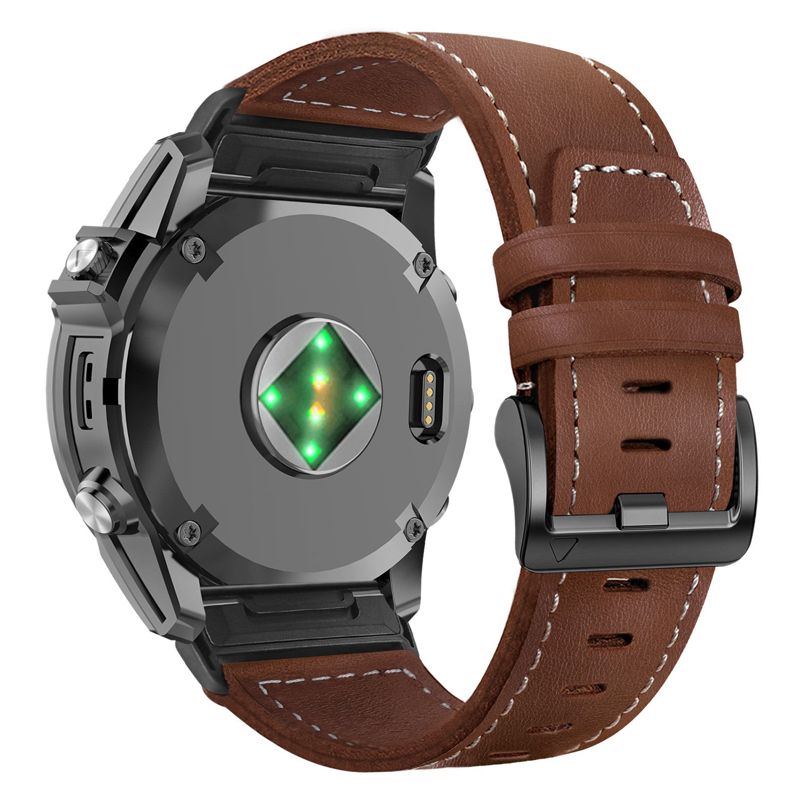 Garmin Forerunner 970 Premium Leather Strap (Dark Brown)