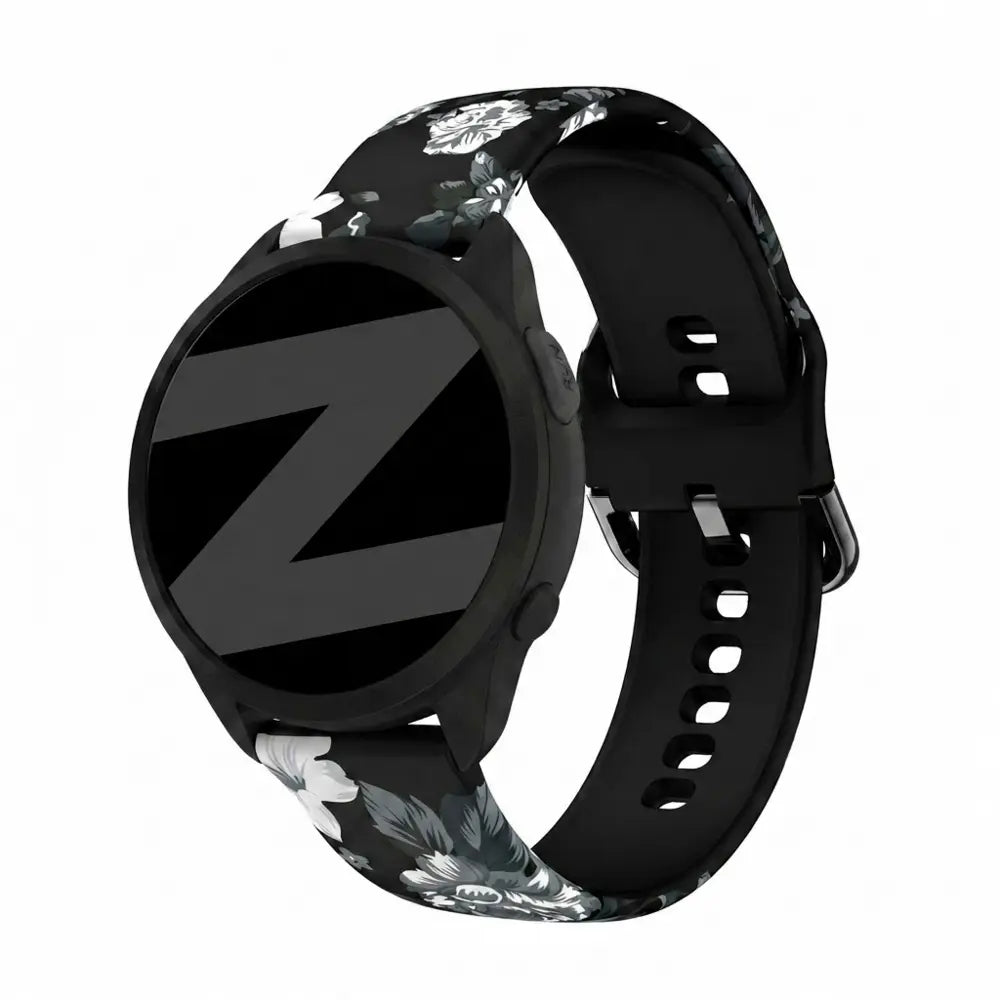 Bandz Garmin Forerunner 165 Silicone Strap 'Grey Flower'