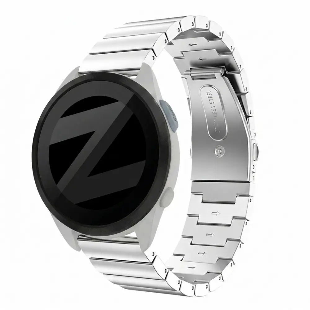 Steel Strap 'One Bead', silver, on a watch, 3/4 rear view