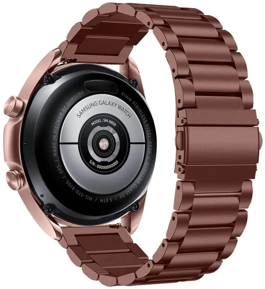 Steel Strap, bronze, on a watch, 3/4 rear view
