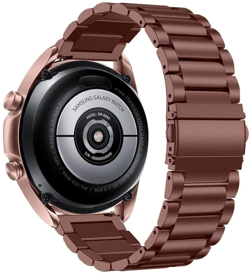 Steel Strap, bronze, on a watch, 3/4 rear view