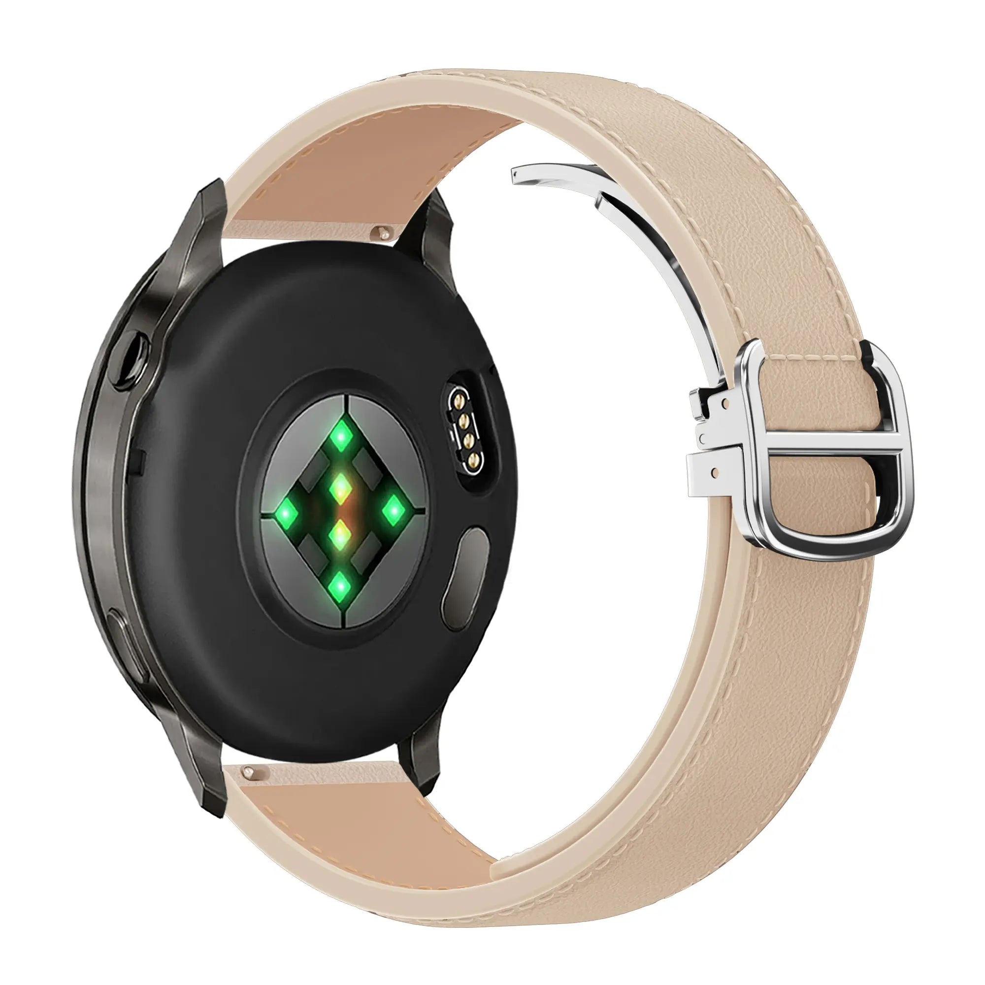 Bandz Garmin Vivoactive 6 Leather Strap 'D-Type' (Beige)