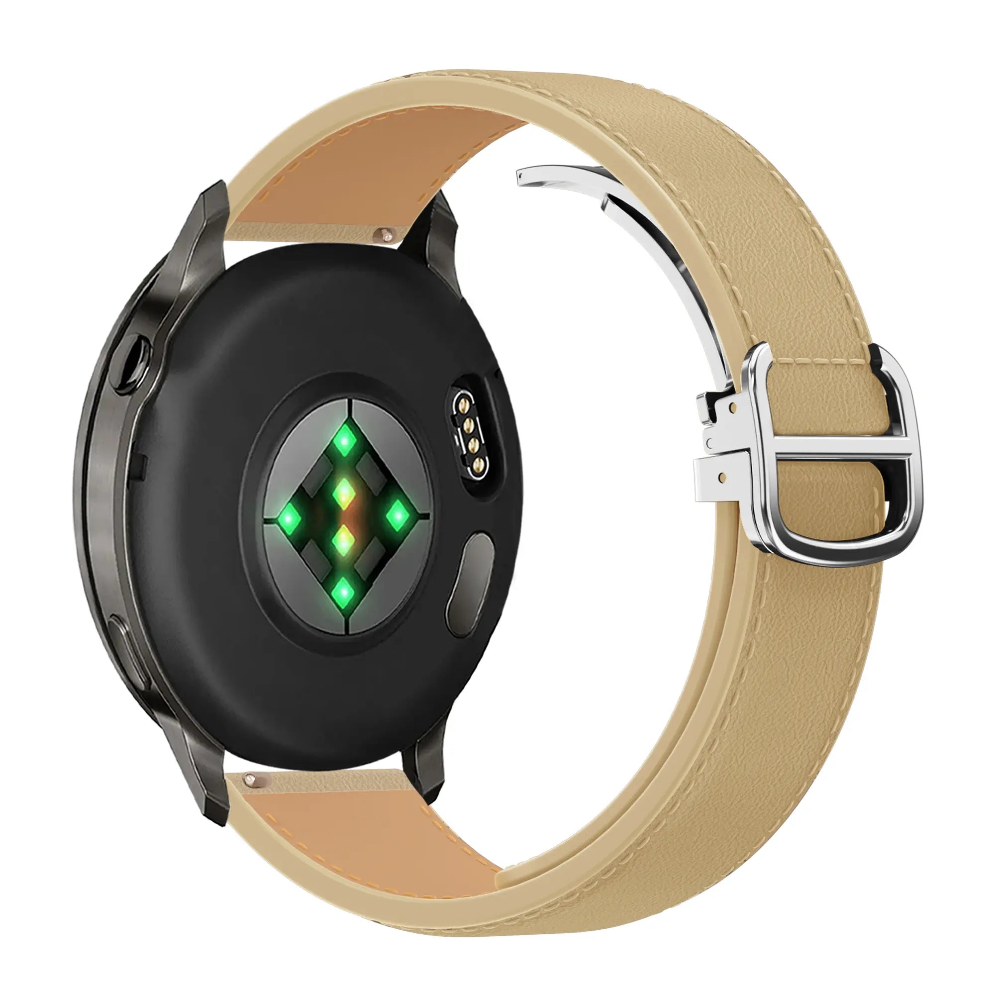 Bandz Garmin Vivoactive 6 Leather Strap 'D-Type' (Creme)