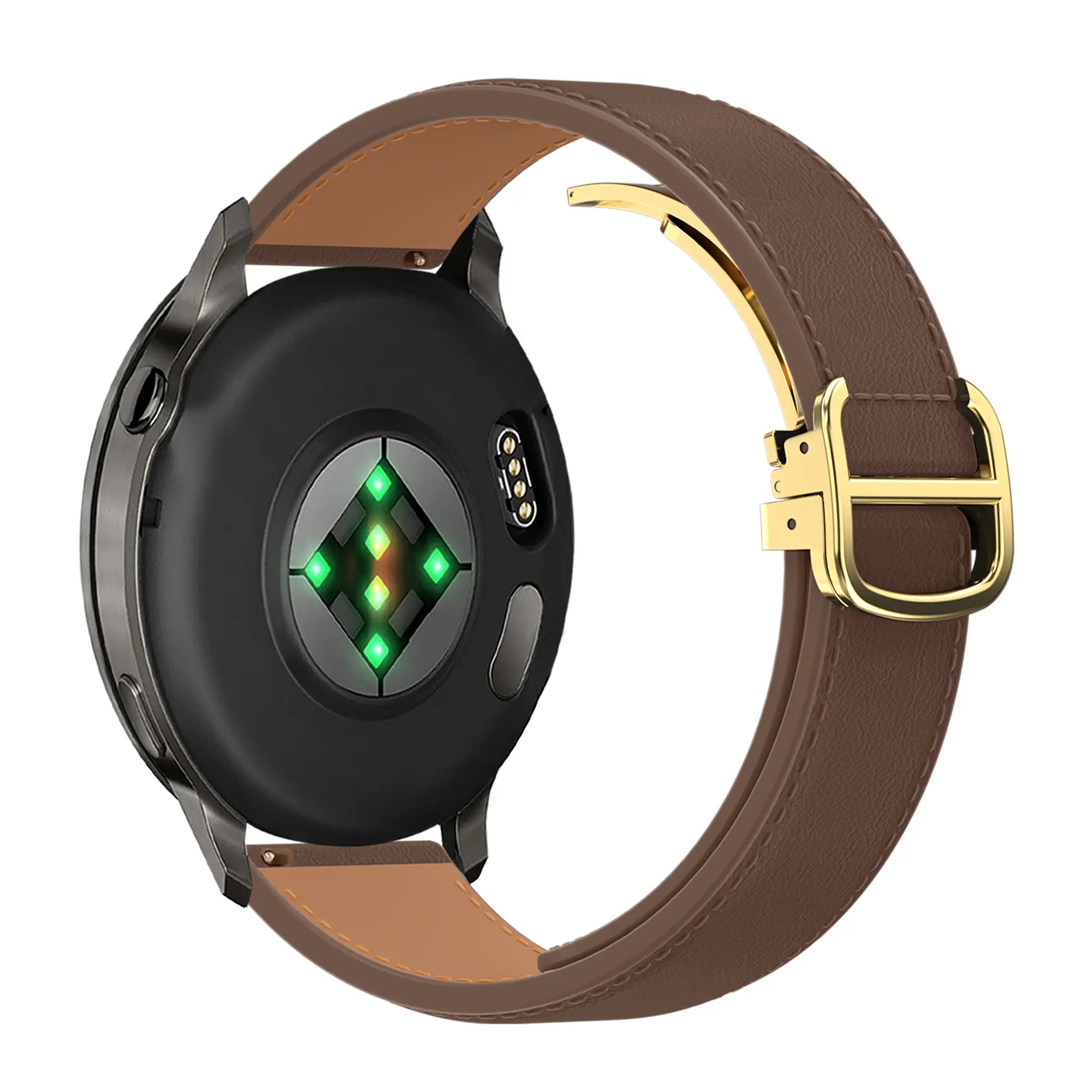 Bandz Garmin Vivoactive 6 Leather Strap 'D-Type' (Dark Brown)
