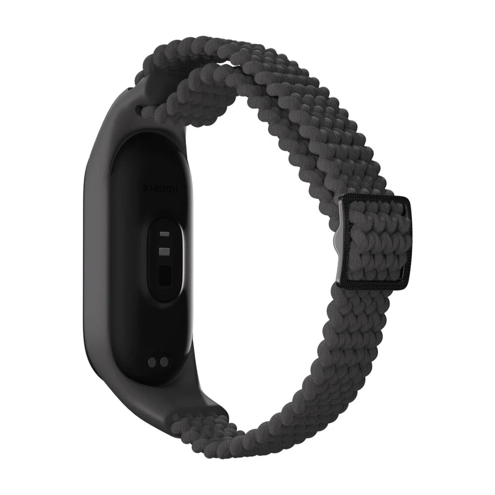 Nylon Mi Braided Strap, dark grey, on a watch, 3/4 rear view