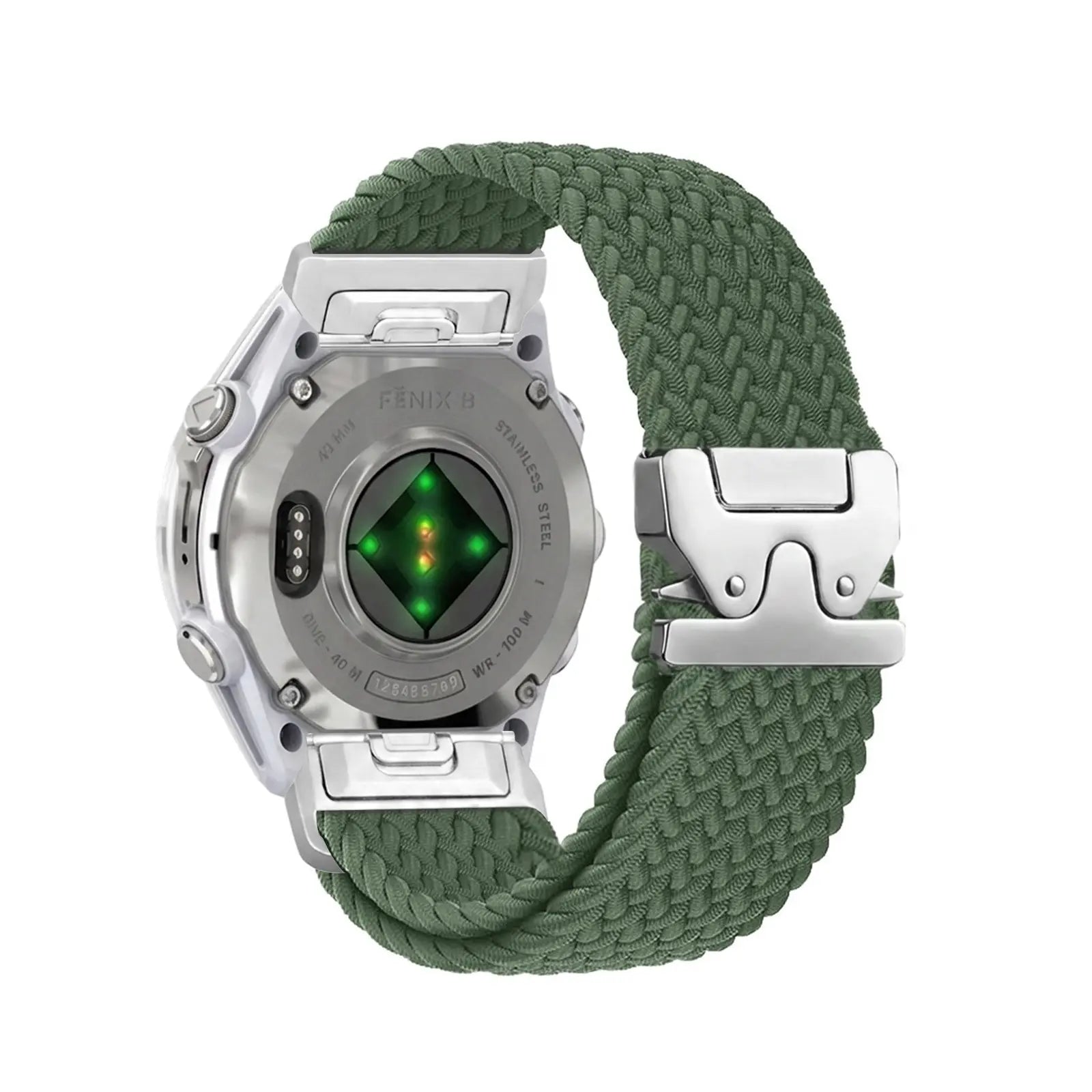 Garmin Tactix 8 - 47mm Braided Strap P-Buckle (Green with Silver)