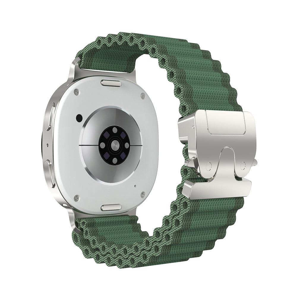 Bracelet nylon Outdoor avec boucle en P Samsung Galaxy Watch 8 Classic (vert avec argent)