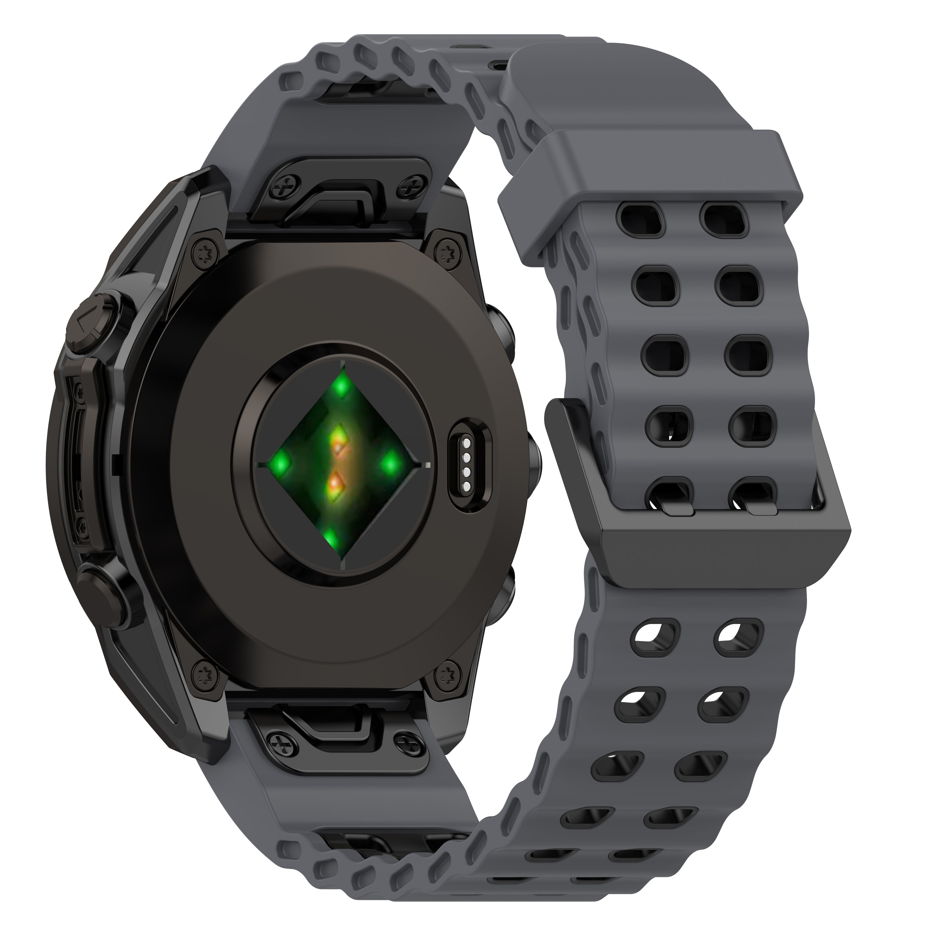Bracelet sport ondulé Garmin Quatix 5 / 6 / 7 (gris foncé/noir)