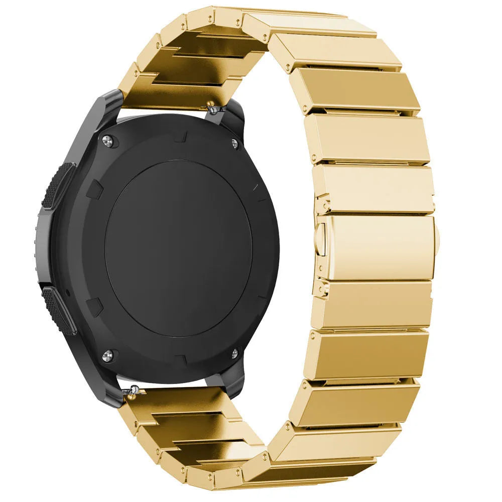 Premium Metal Strap, gold, on a watch, 3/4 rear view