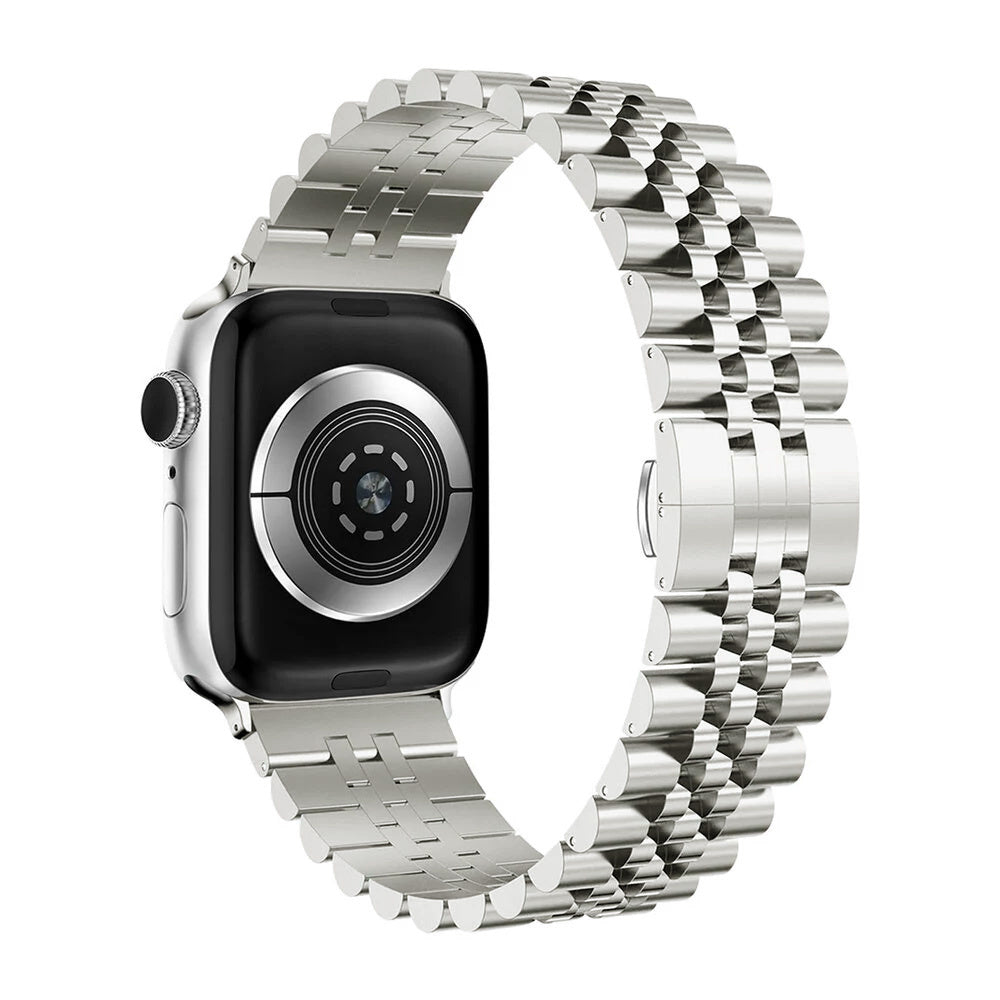 Jubilee Steel Strap, titanium, on a watch, 3/4 rear view