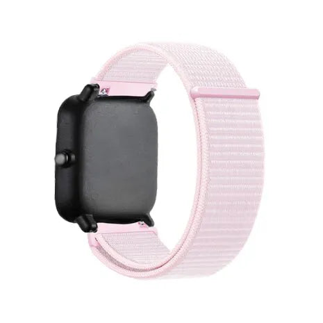 Nylon Strap, light pink, on a watch, 3/4 rear view