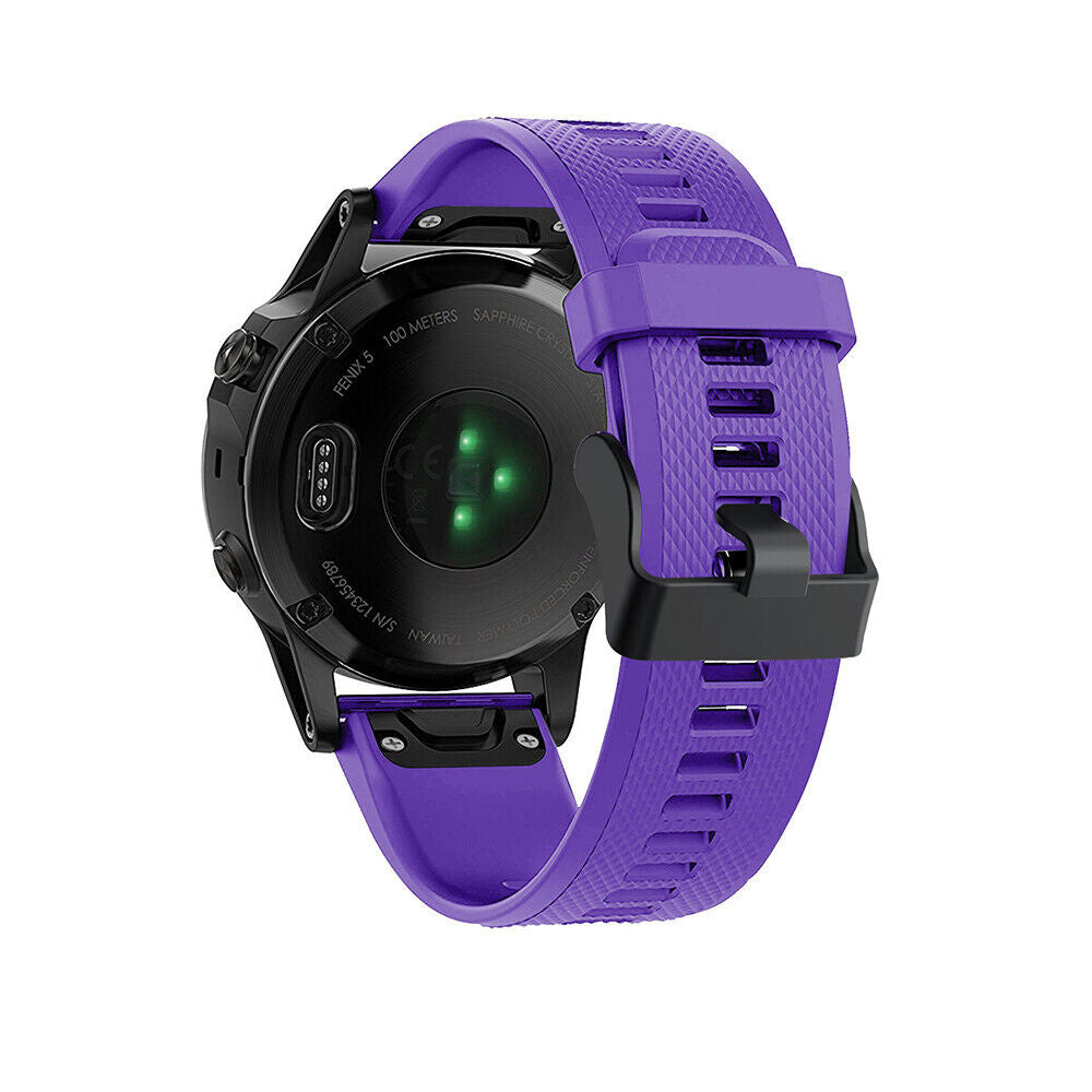 Silicone Strap, purple, on a watch, 3/4 rear view