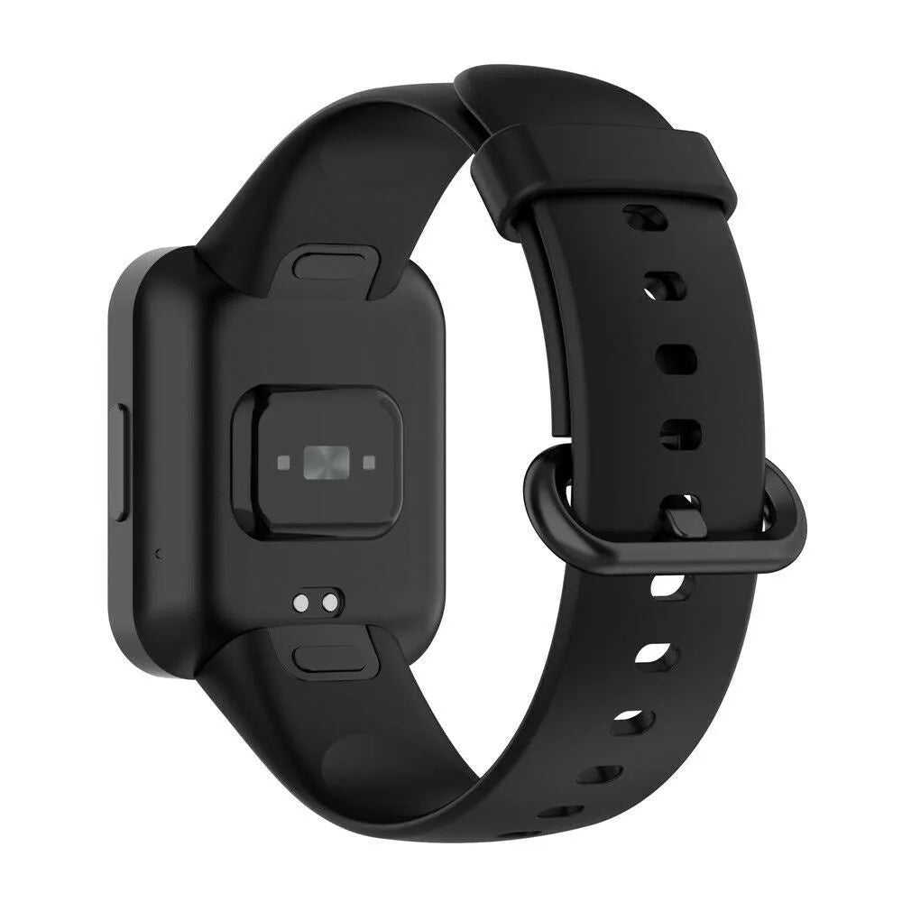 Silicone Strap, black, on a watch, 3/4 rear view
