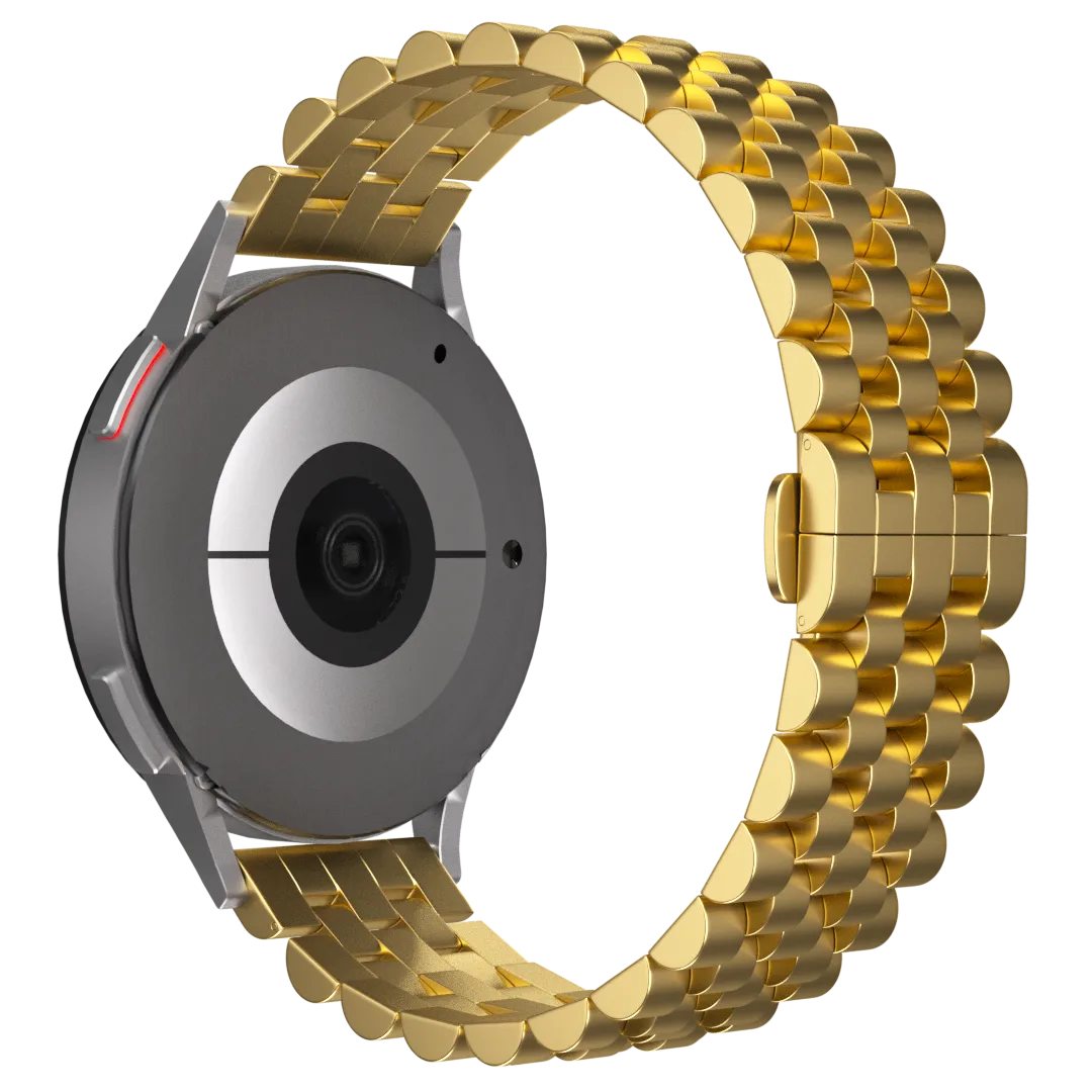 Jubilee Steel Strap, gold, on a watch, 3/4 rear view