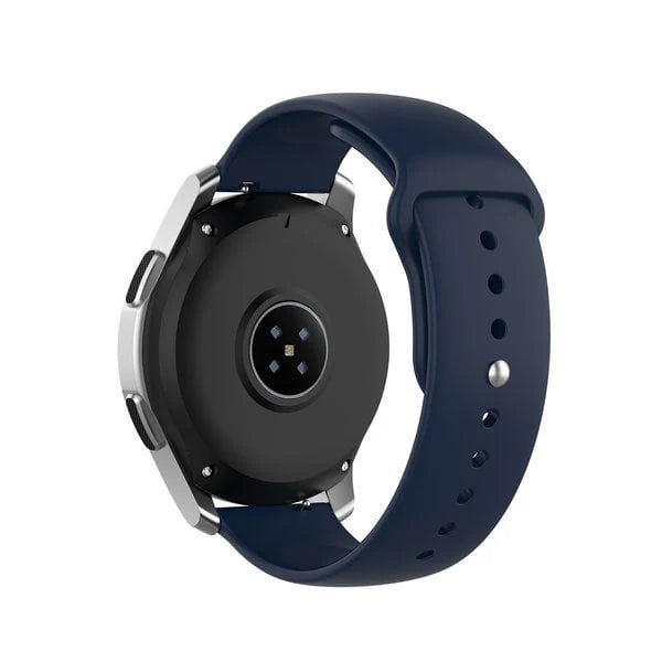 Silicone Sport Strap, dark blue, on a watch, 3/4 rear view