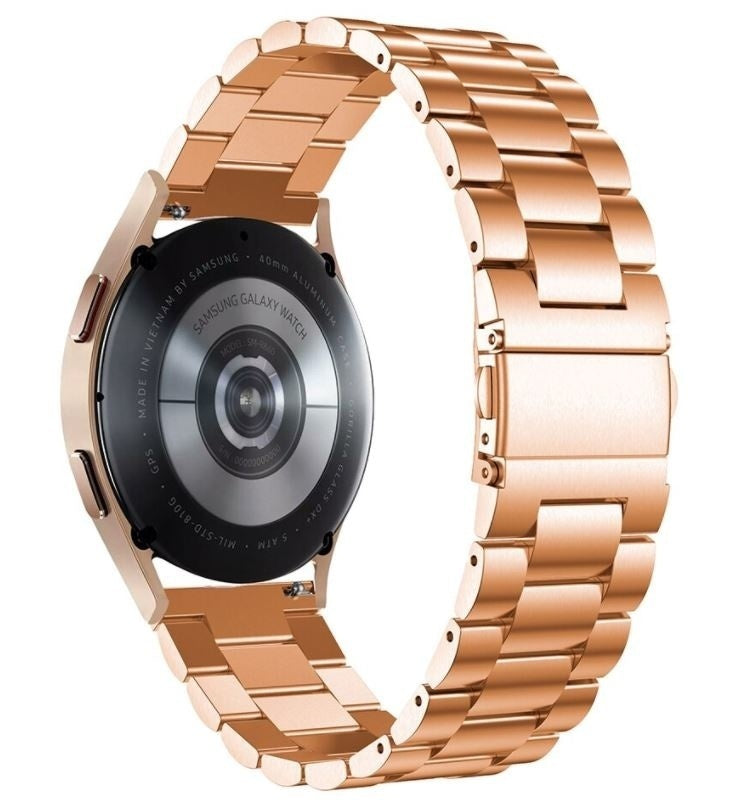 Steel Strap, rose gold, on a watch, 3/4 rear view