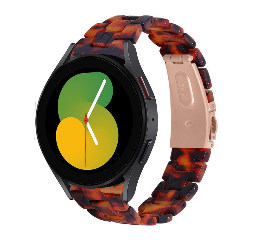 Metal Resin Strap, lava, on a watch, 3/4 rear view