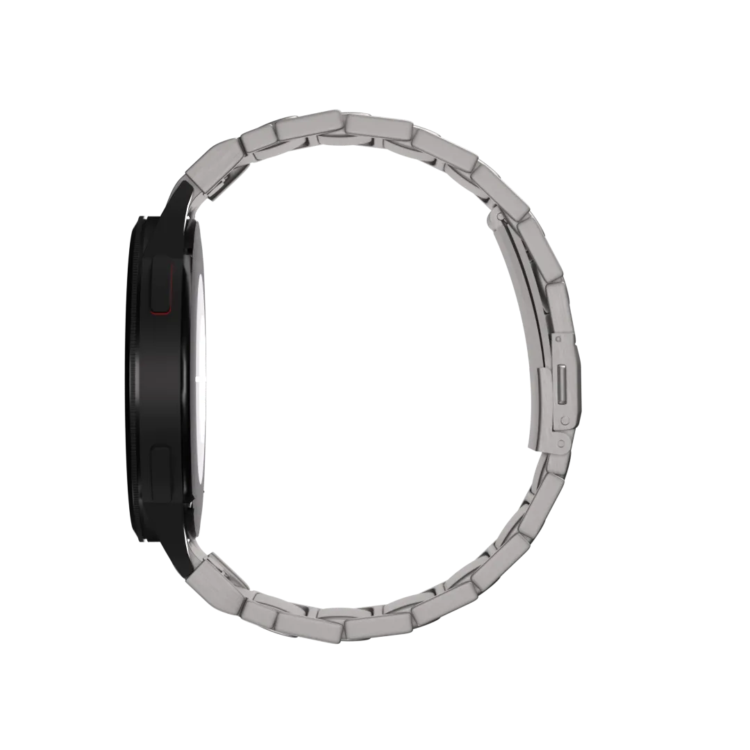 Titanium Strap 'One Push', on a watch, 3/4 rear view