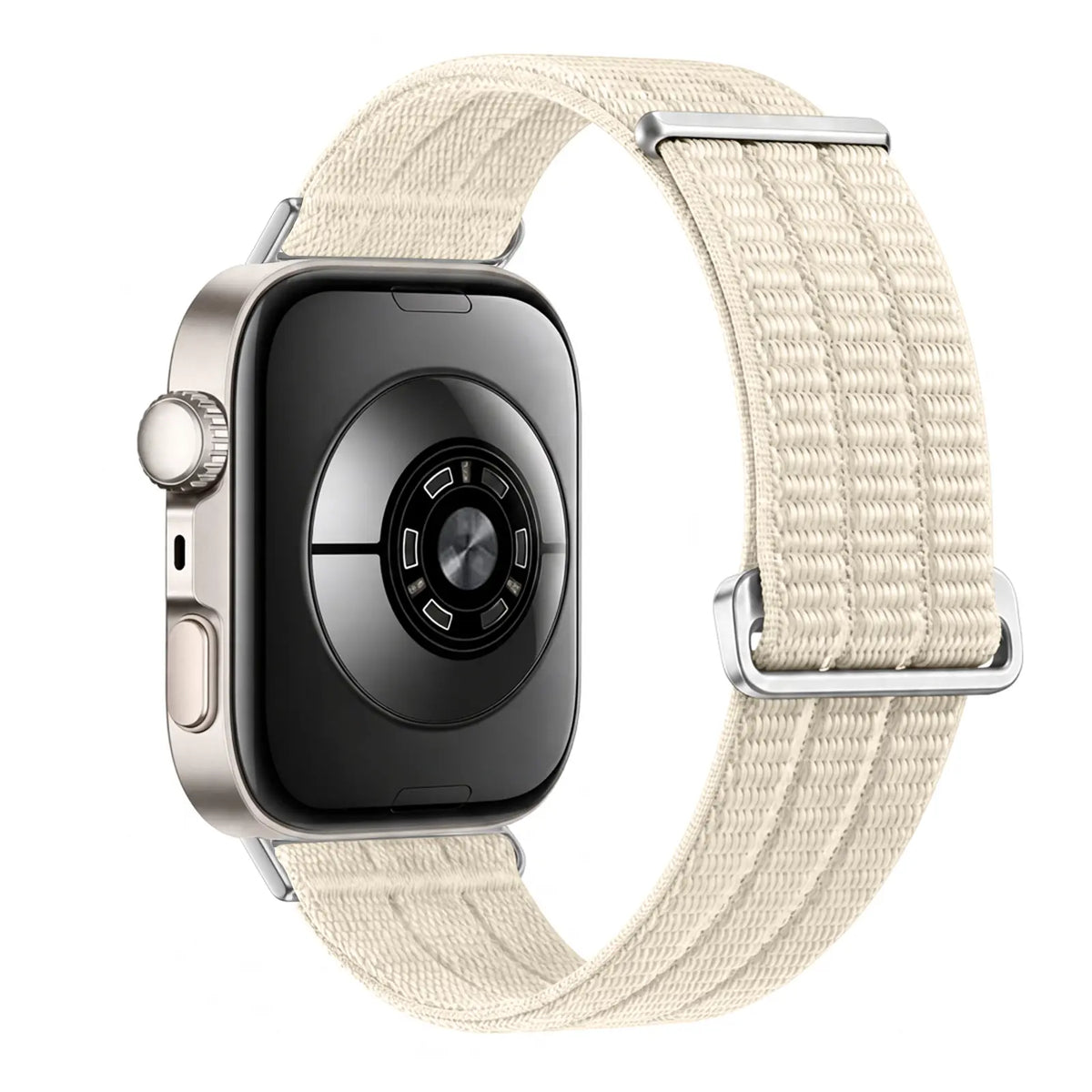 Nylon Air Strap, starlight, on a watch, 3/4 rear view