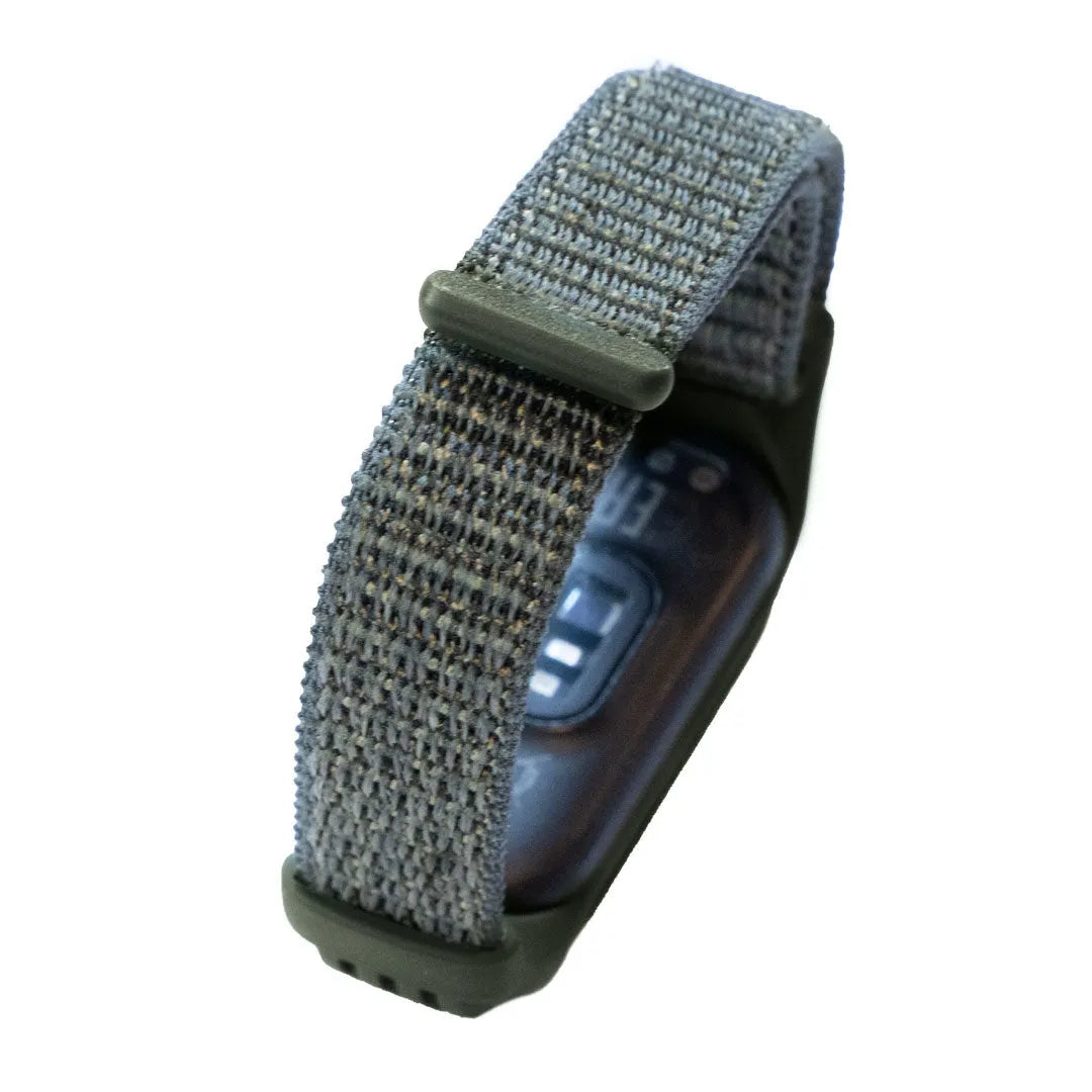 Nylon Strap, army green, on a watch, 3/4 rear view
