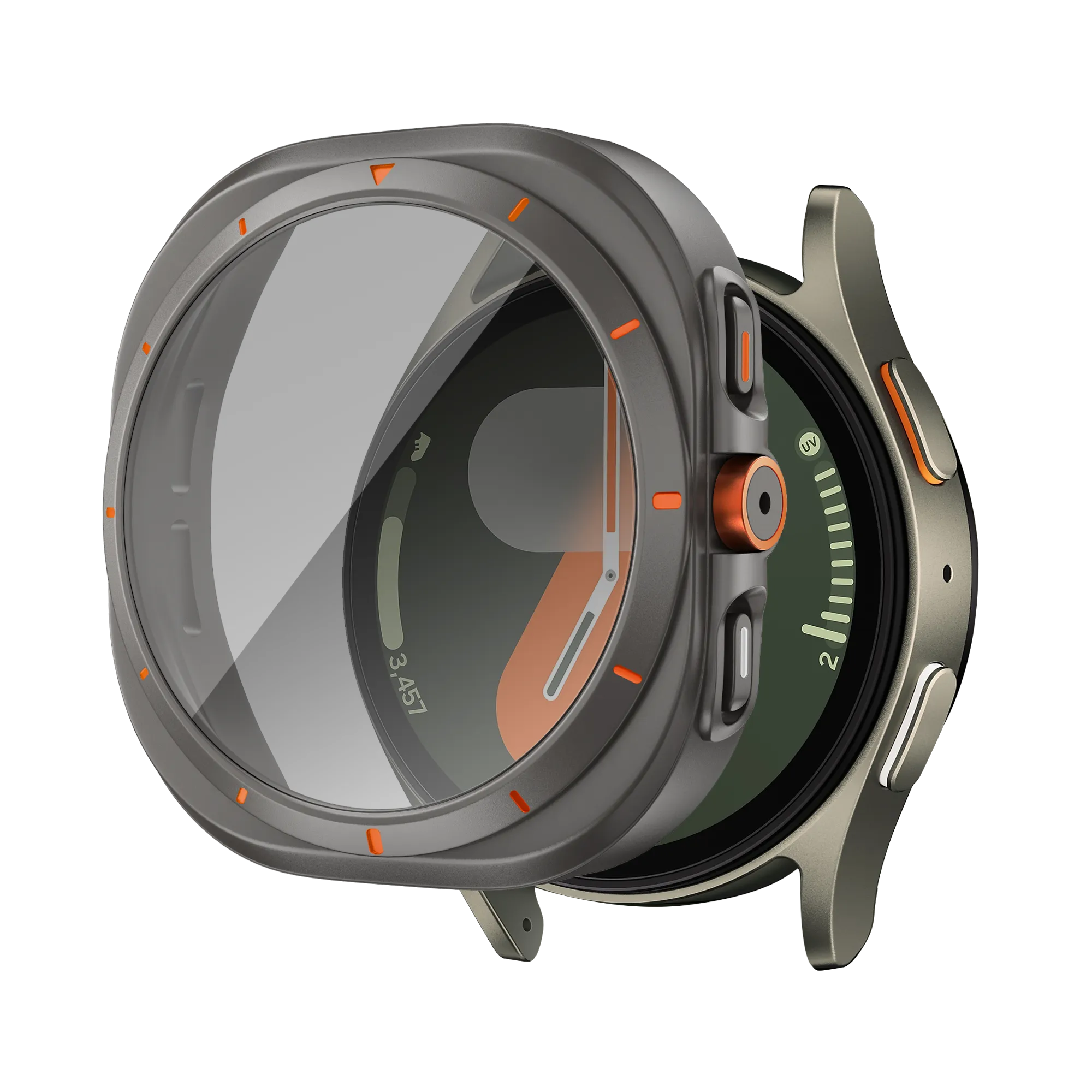 Bandz Samsung Galaxy Watch 7 - 44mm Square PC Case with Glass (Titanium Grey)