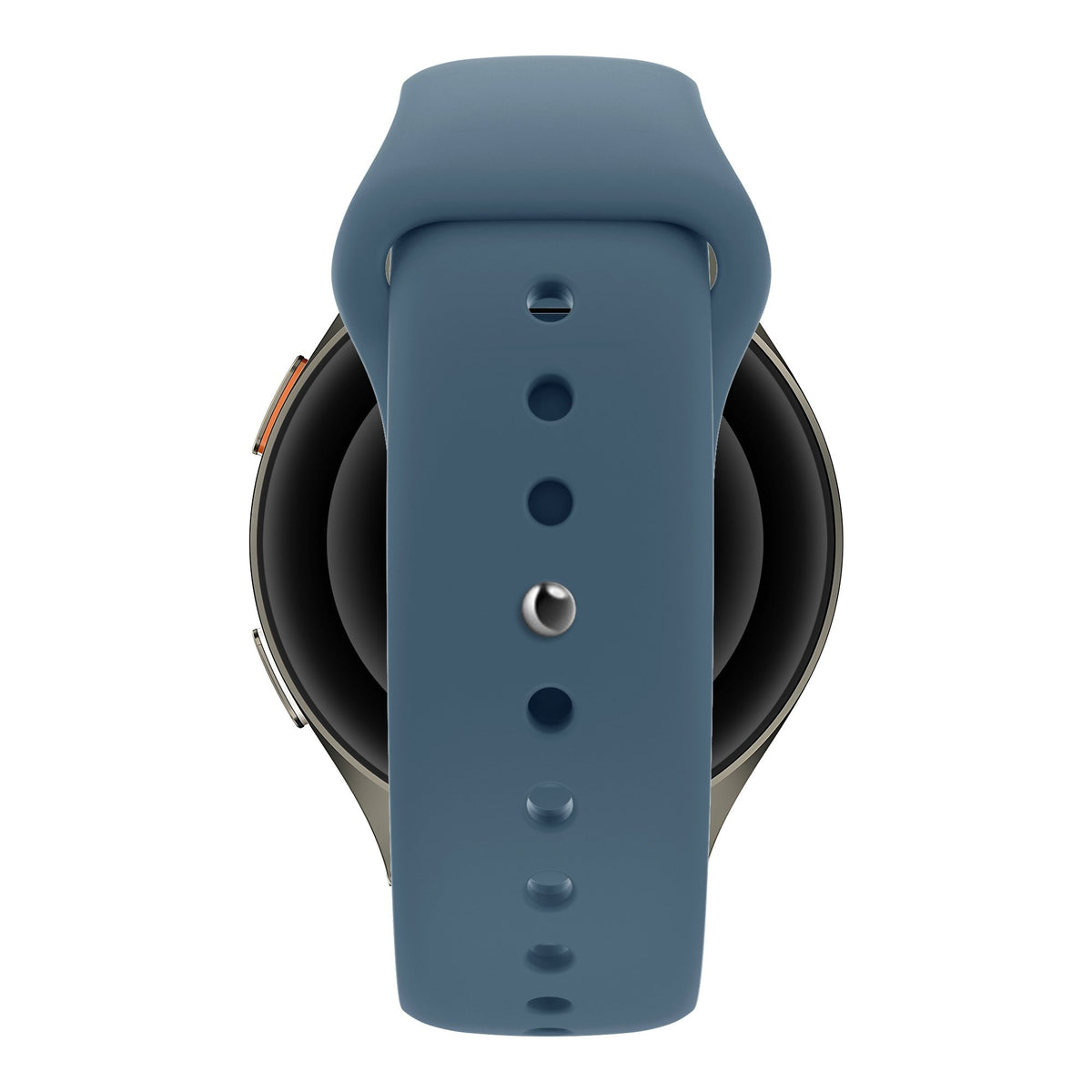 Silicone Sport Strap 'Easy Fit', blue, on a watch, direct front view
