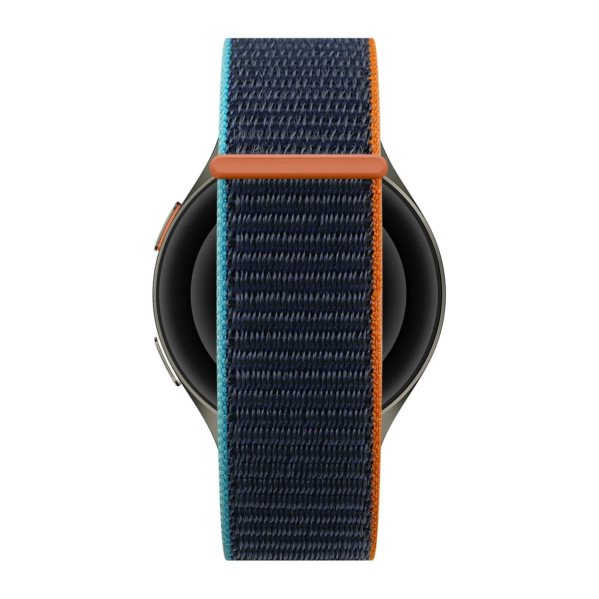 Nylon Strap 'Easy Fit', blue mix, on a watch, direct front view