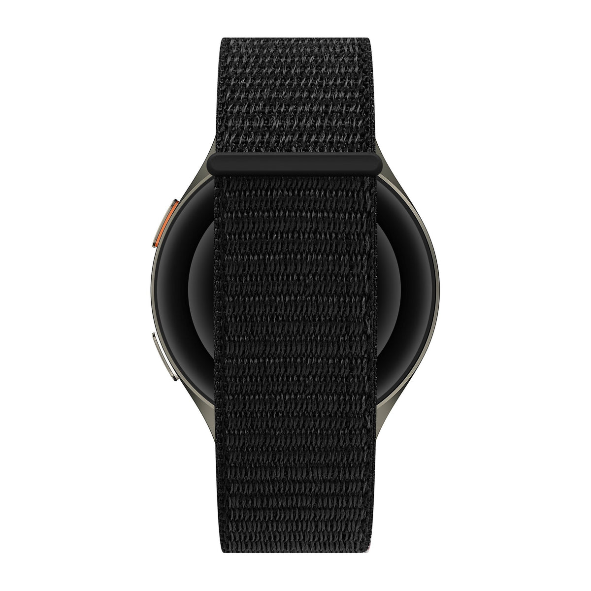 Nylon Strap 'Easy Fit', black, on a watch, direct front view