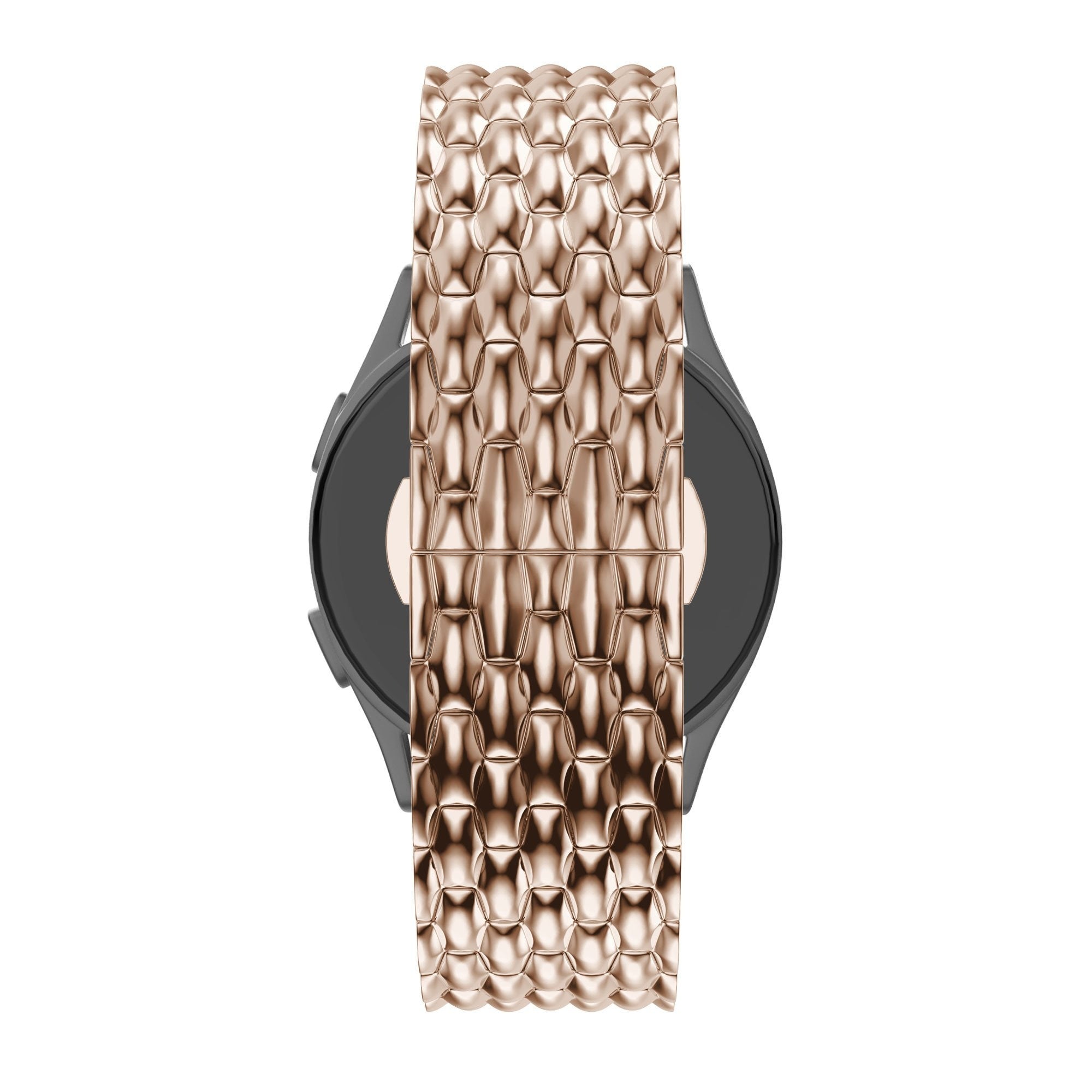Steel Strap 'Dragon', rose gold, on a watch, direct front view