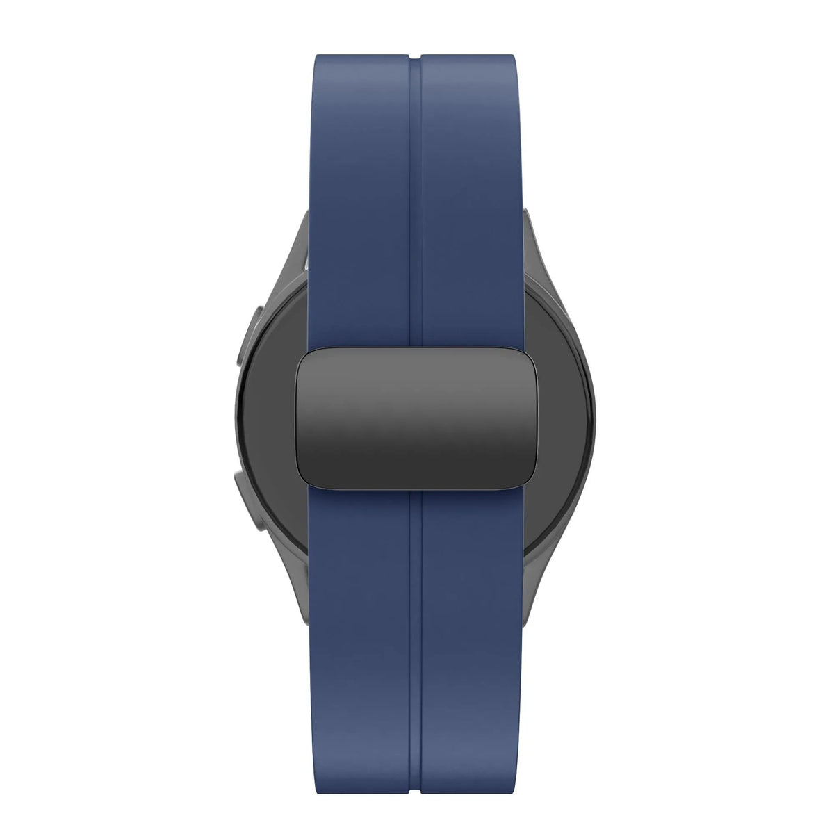 D-Buckle Silicone Strap, dark blue, on a watch, direct front view