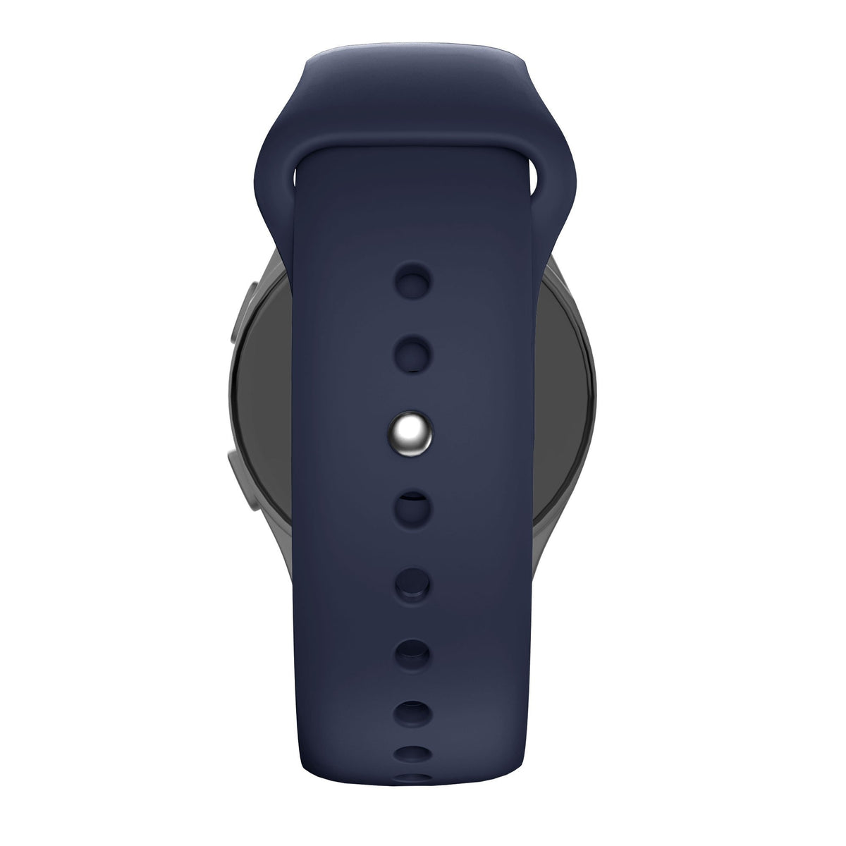 Silicone Sport Strap 'Deluxe', dark blue, on a watch, direct front view