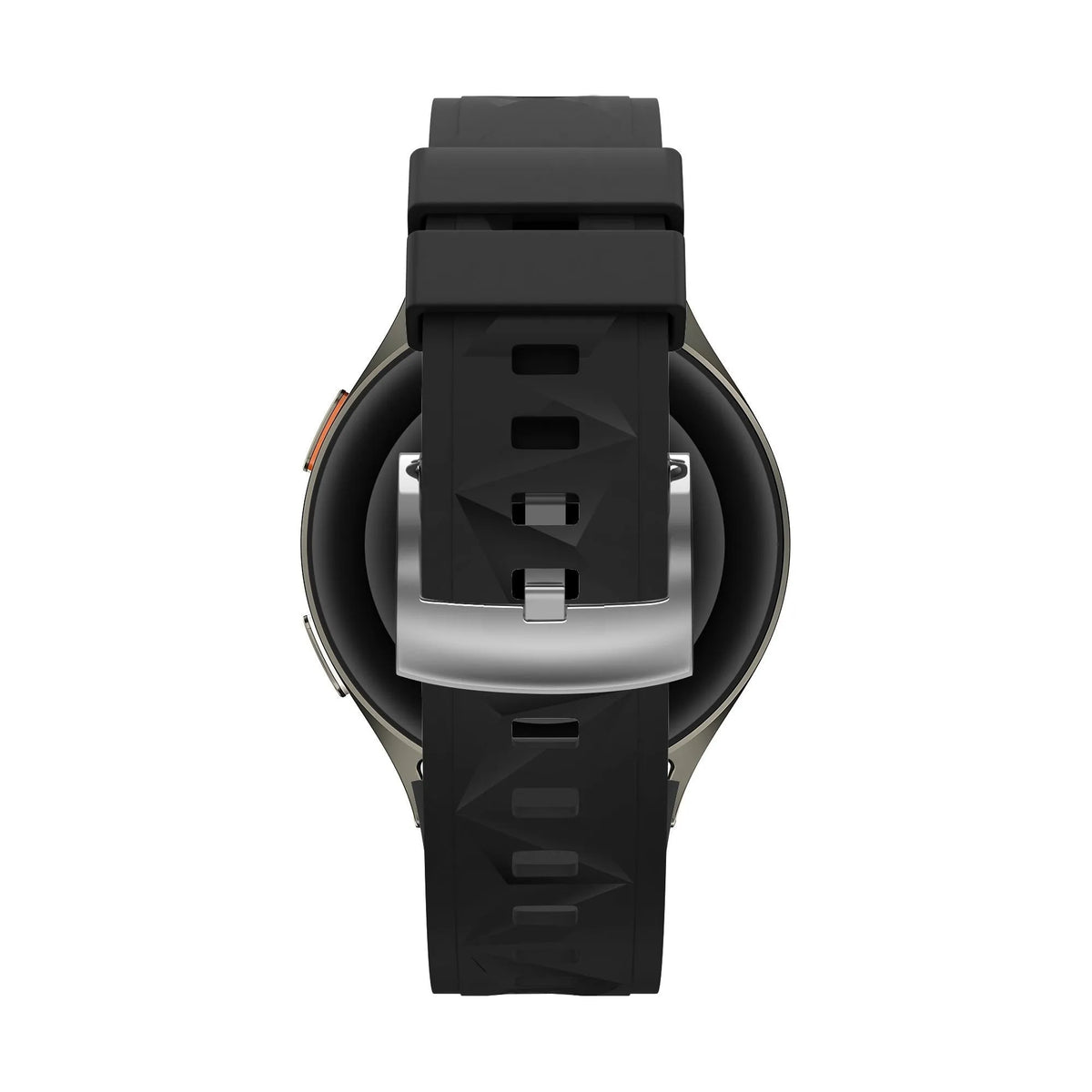 Silicone Strap 'Easy Fit', black, on a watch, direct front view